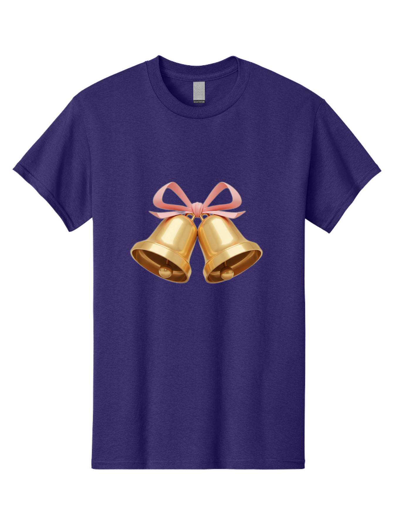 Golden-Bells Men'S Graphic Tee, 100% Cotton, Comfortable Casual Summer Wear, Machine Washable, Golden Bells, Pink Ribbon, Festive Decor, Holiday Decorations, Christmas Ornaments, Shiny Bells, Celebratory Symbols, Elegant Gift Wrapping Baa773 5