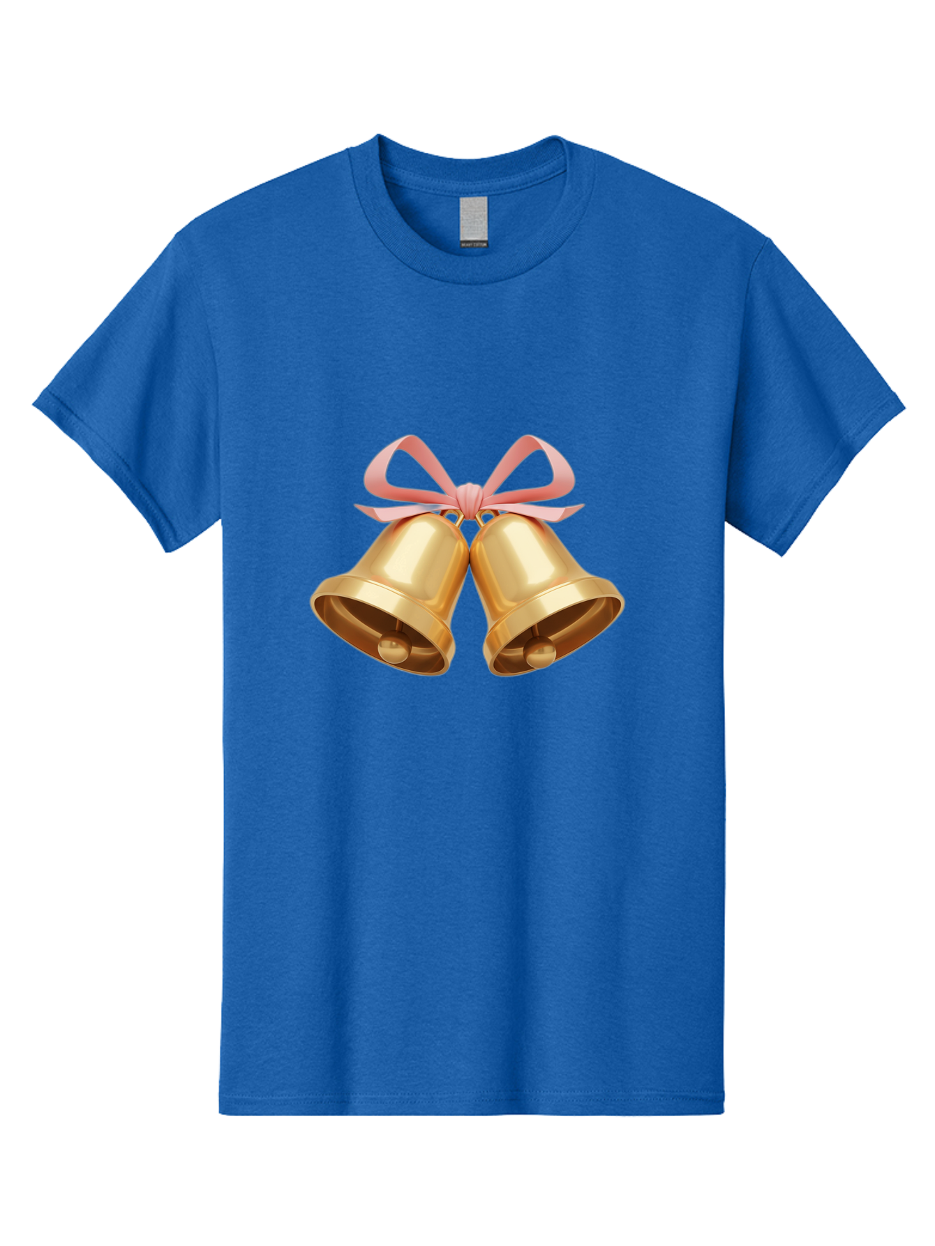 Golden-Bells Men'S Graphic Tee, 100% Cotton, Comfortable Casual Summer Wear, Machine Washable, Golden Bells, Pink Ribbon, Festive Decor, Holiday Decorations, Christmas Ornaments, Shiny Bells, Celebratory Symbols, Elegant Gift Wrapping Baa773 13