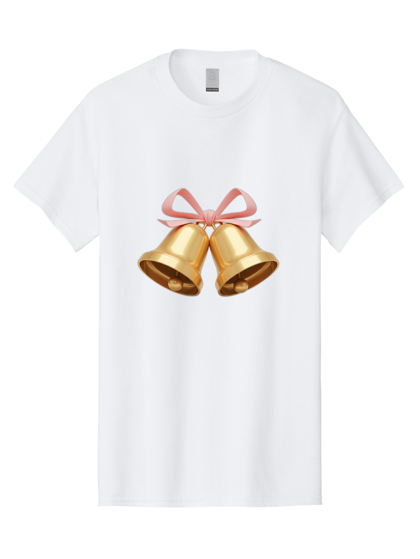 Golden-Bells Men'S Graphic Tee, 100% Cotton, Comfortable Casual Summer Wear, Machine Washable, Golden Bells, Pink Ribbon, Festive Decor, Holiday Decorations, Christmas Ornaments, Shiny Bells, Celebratory Symbols, Elegant Gift Wrapping Baa773 19