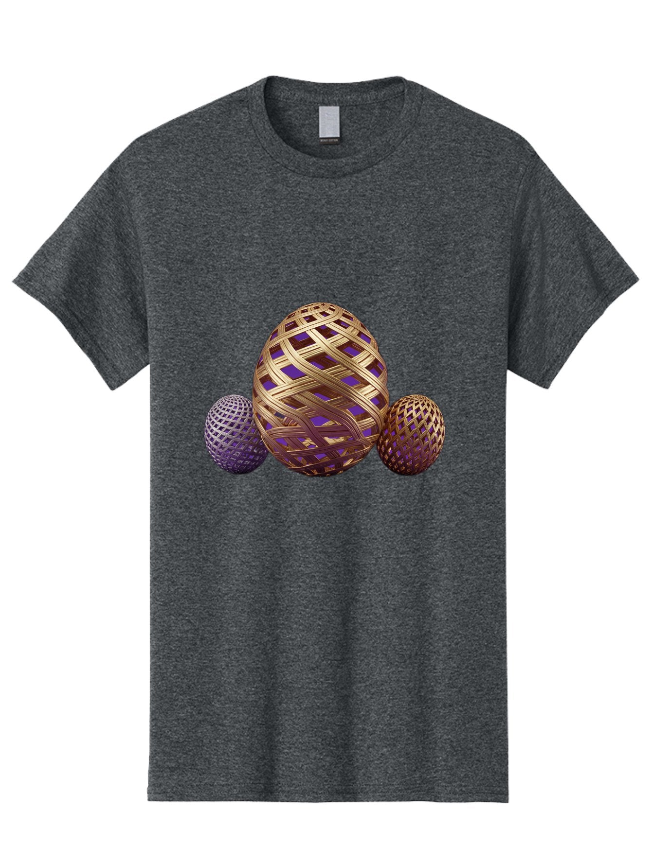Golden-Eggs Men'S Graphic Tee, 100% Cotton, Comfortable Casual Summer Wear, Machine Washable, Lattice Eggs, Woven Eggs, Easter Eggs, Decorative Eggs, 3D Eggs, Purple And Gold, Festive Decor, Holiday Decorations, Egg Designs, Intricate Patterns Baa774 7