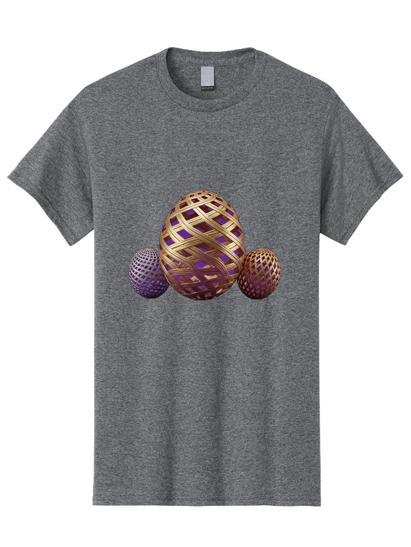 Golden-Eggs Men'S Graphic Tee, 100% Cotton, Comfortable Casual Summer Wear, Machine Washable, Lattice Eggs, Woven Eggs, Easter Eggs, Decorative Eggs, 3D Eggs, Purple And Gold, Festive Decor, Holiday Decorations, Egg Designs, Intricate Patterns Baa774 13