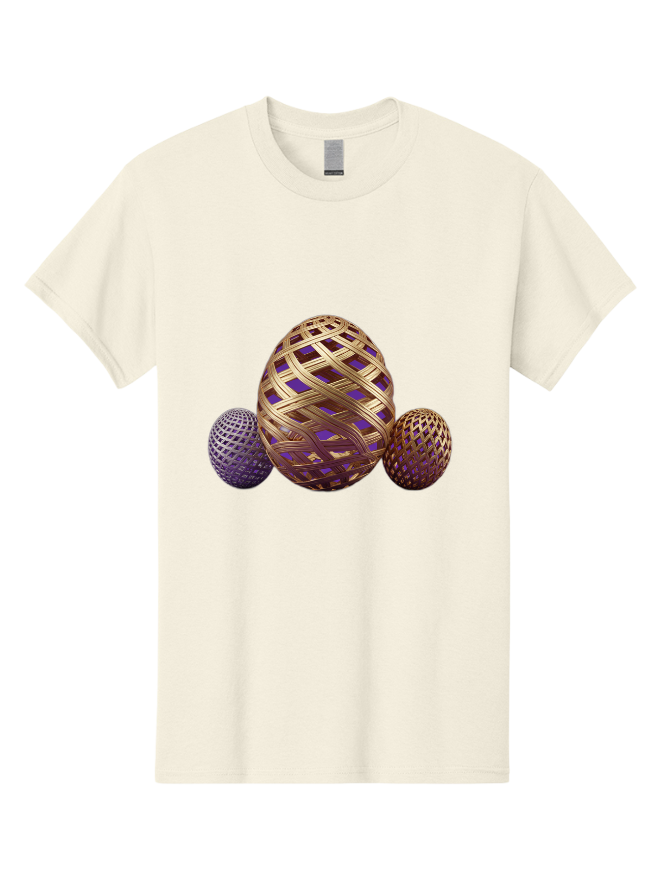 Golden-Eggs Men'S Graphic Tee, 100% Cotton, Comfortable Casual Summer Wear, Machine Washable, Lattice Eggs, Woven Eggs, Easter Eggs, Decorative Eggs, 3D Eggs, Purple And Gold, Festive Decor, Holiday Decorations, Egg Designs, Intricate Patterns Baa774 11