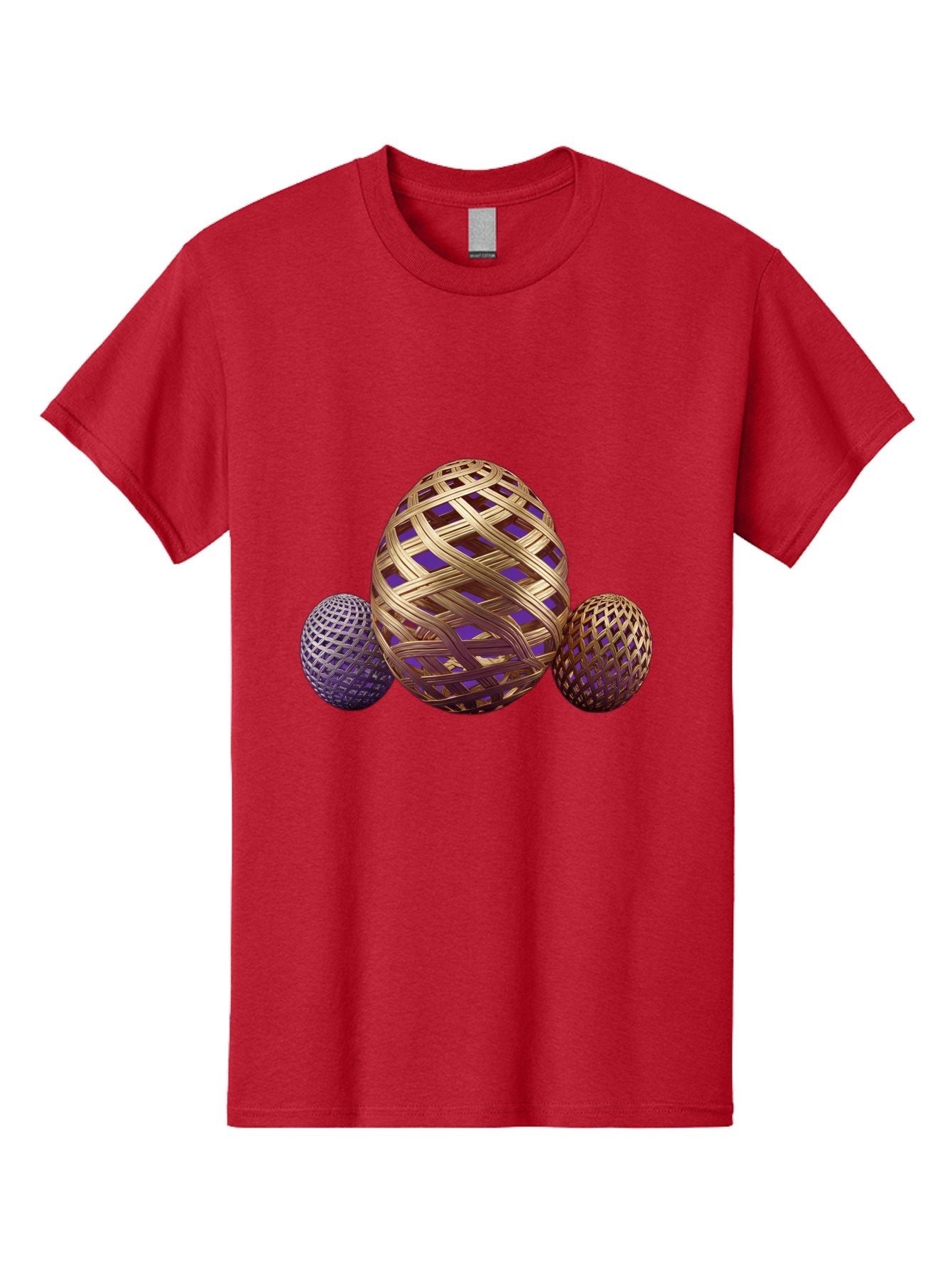 Golden-Eggs Men'S Graphic Tee, 100% Cotton, Comfortable Casual Summer Wear, Machine Washable, Lattice Eggs, Woven Eggs, Easter Eggs, Decorative Eggs, 3D Eggs, Purple And Gold, Festive Decor, Holiday Decorations, Egg Designs, Intricate Patterns Baa774 6