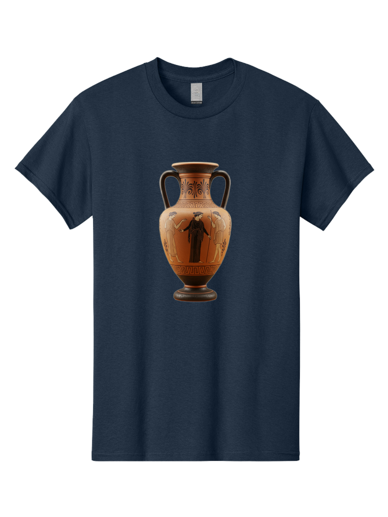 Greek-Vase Men'S Graphic Tee, 100% Cotton, Comfortable Casual Summer Wear, Machine Washable, Ancient Greek Pottery, Red Figure Technique, Classical Art, Mythological Scene, Women In Togas, Elegant Design, Ornate Patterns, Historical Artifact, Baa775 25