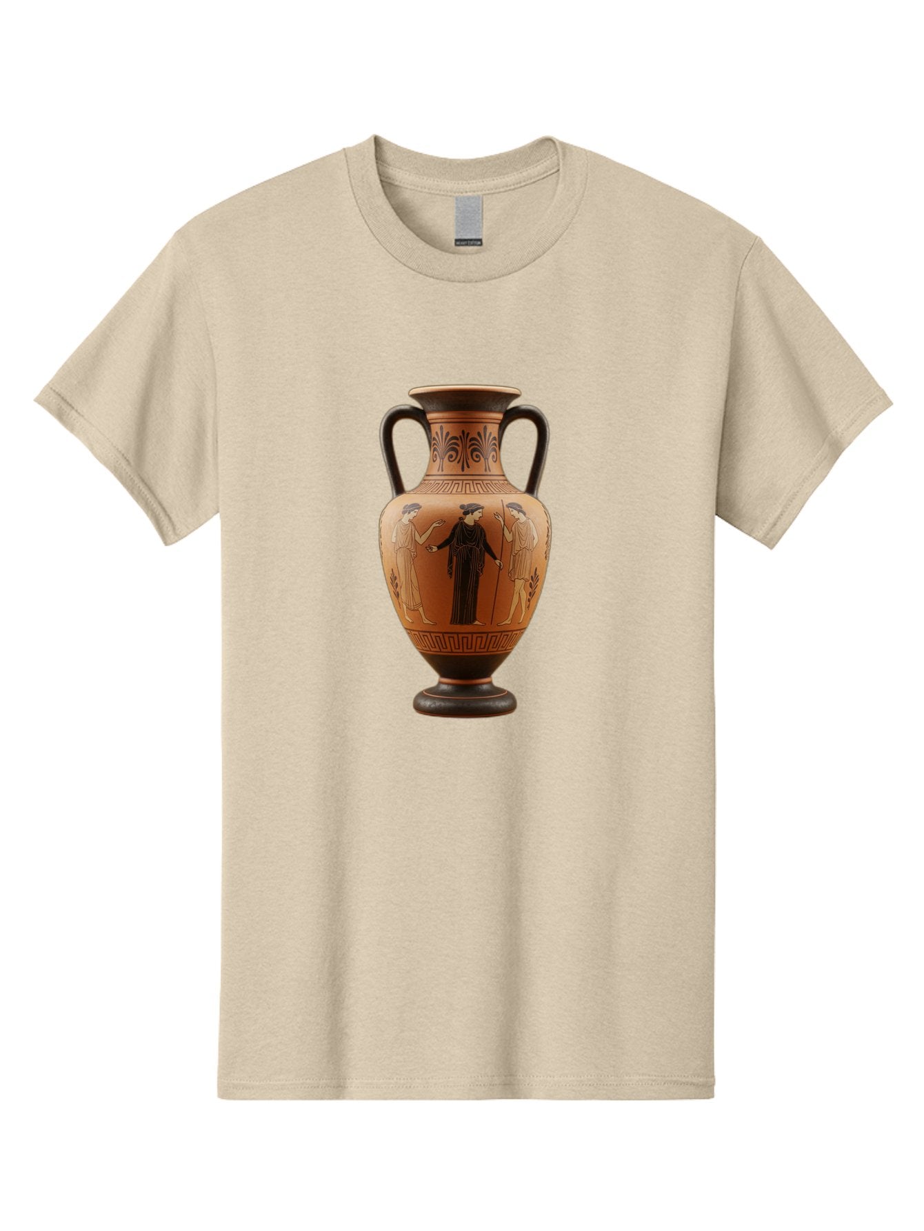 Greek-Vase Men'S Graphic Tee, 100% Cotton, Comfortable Casual Summer Wear, Machine Washable, Ancient Greek Pottery, Red Figure Technique, Classical Art, Mythological Scene, Women In Togas, Elegant Design, Ornate Patterns, Historical Artifact, Baa775 12