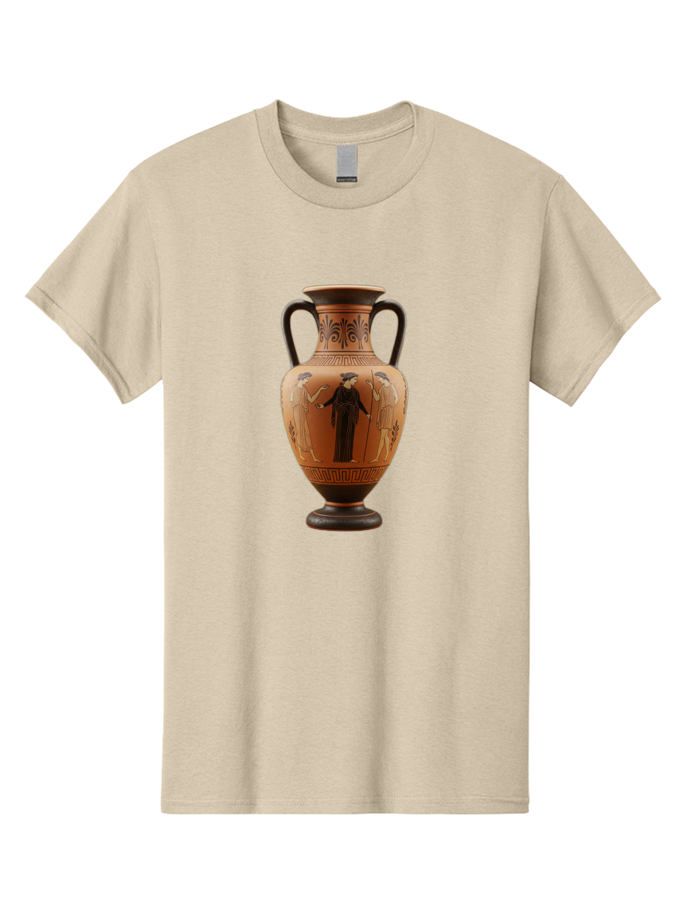 Greek-Vase Men'S Graphic Tee, 100% Cotton, Comfortable Casual Summer Wear, Machine Washable, Ancient Greek Pottery, Red Figure Technique, Classical Art, Mythological Scene, Women In Togas, Elegant Design, Ornate Patterns, Historical Artifact, Baa775 5