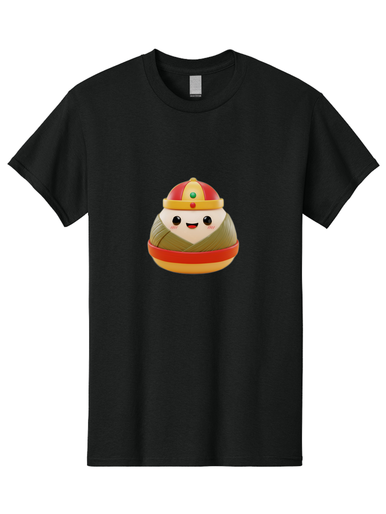 Gyoza-Prince Men'S Graphic Tee, 100% Cotton, Comfortable Casual Summer Wear, Machine Washable, Gyoza, Cartoon Character, Red And Gold Crown, Kawaii Face, Dumpling, Japanese Food, Fun Design, Cute, Cartoon Style, Playful, Foodie Art, Baa777 23