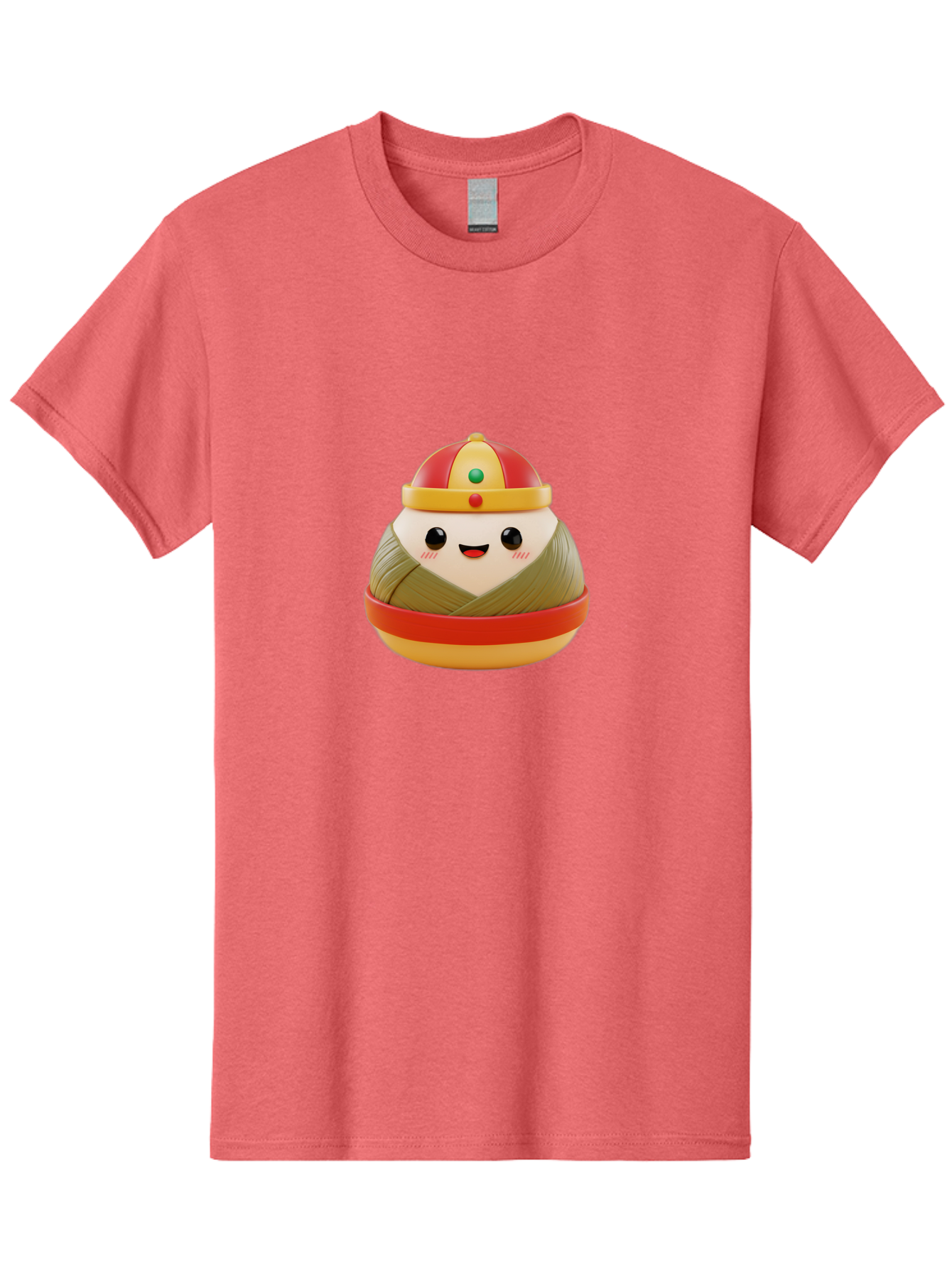 Gyoza-Prince Men'S Graphic Tee, 100% Cotton, Comfortable Casual Summer Wear, Machine Washable, Gyoza, Cartoon Character, Red And Gold Crown, Kawaii Face, Dumpling, Japanese Food, Fun Design, Cute, Cartoon Style, Playful, Foodie Art, Baa777 25