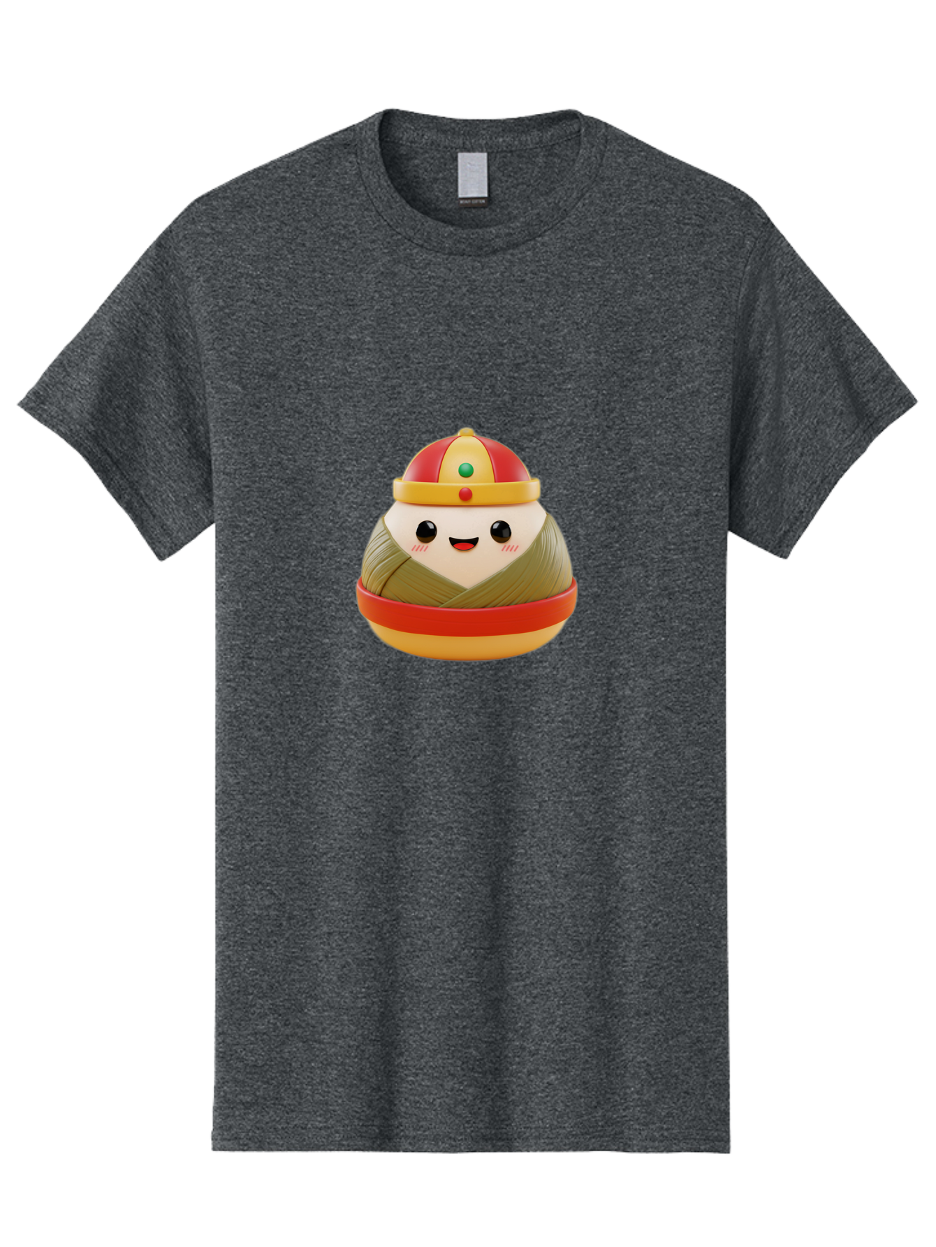 Gyoza-Prince Men'S Graphic Tee, 100% Cotton, Comfortable Casual Summer Wear, Machine Washable, Gyoza, Cartoon Character, Red And Gold Crown, Kawaii Face, Dumpling, Japanese Food, Fun Design, Cute, Cartoon Style, Playful, Foodie Art, Baa777 15