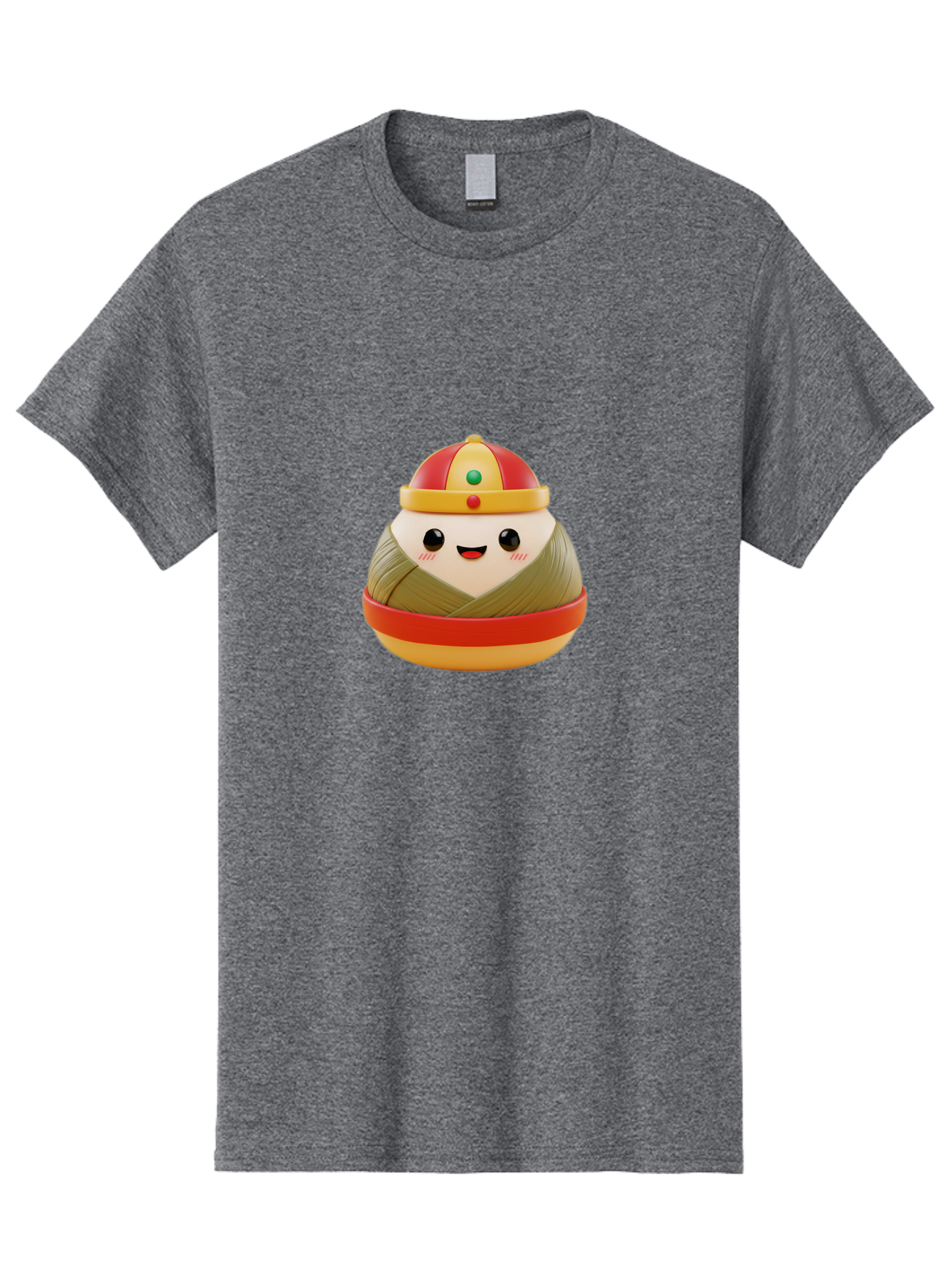 Gyoza-Prince Men'S Graphic Tee, 100% Cotton, Comfortable Casual Summer Wear, Machine Washable, Gyoza, Cartoon Character, Red And Gold Crown, Kawaii Face, Dumpling, Japanese Food, Fun Design, Cute, Cartoon Style, Playful, Foodie Art, Baa777 21