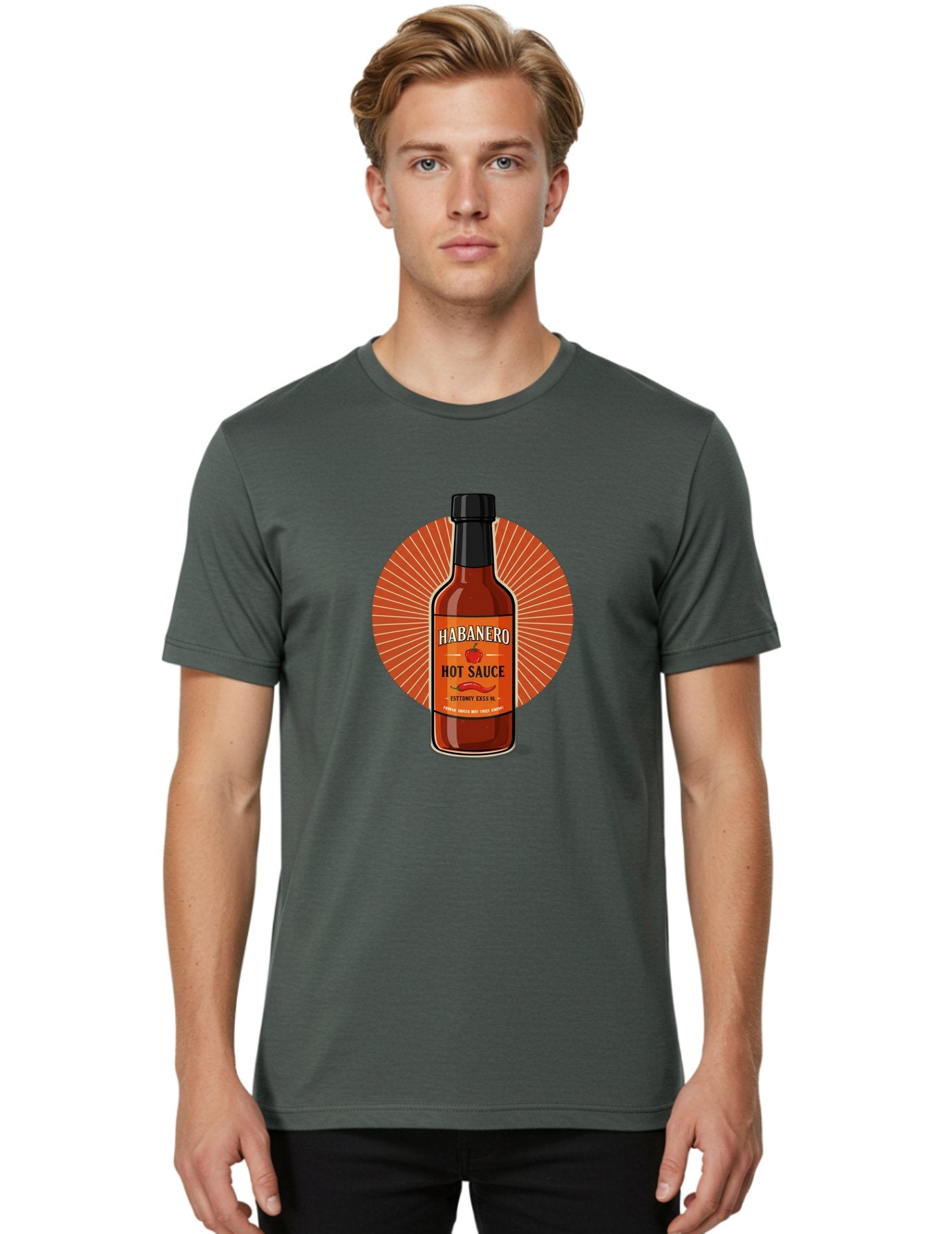 Habanero-Hot-Sauce Men'S Graphic Tee, 100% Cotton, Comfortable Casual Summer Wear, Machine Washable, Habanero Peppers, Hot Sauce Bottle, Spicy Condiment, Fiery Flavor, Condiment Packaging, Habanero Sauce, Hot Sauce Label, Chili Pepper, Baa778 20