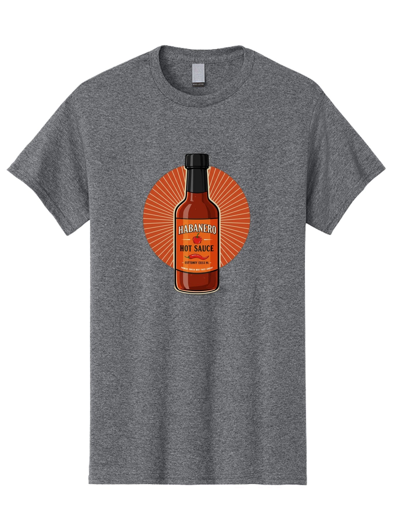 Habanero-Hot-Sauce Men'S Graphic Tee, 100% Cotton, Comfortable Casual Summer Wear, Machine Washable, Habanero Peppers, Hot Sauce Bottle, Spicy Condiment, Fiery Flavor, Condiment Packaging, Habanero Sauce, Hot Sauce Label, Chili Pepper, Baa778 4