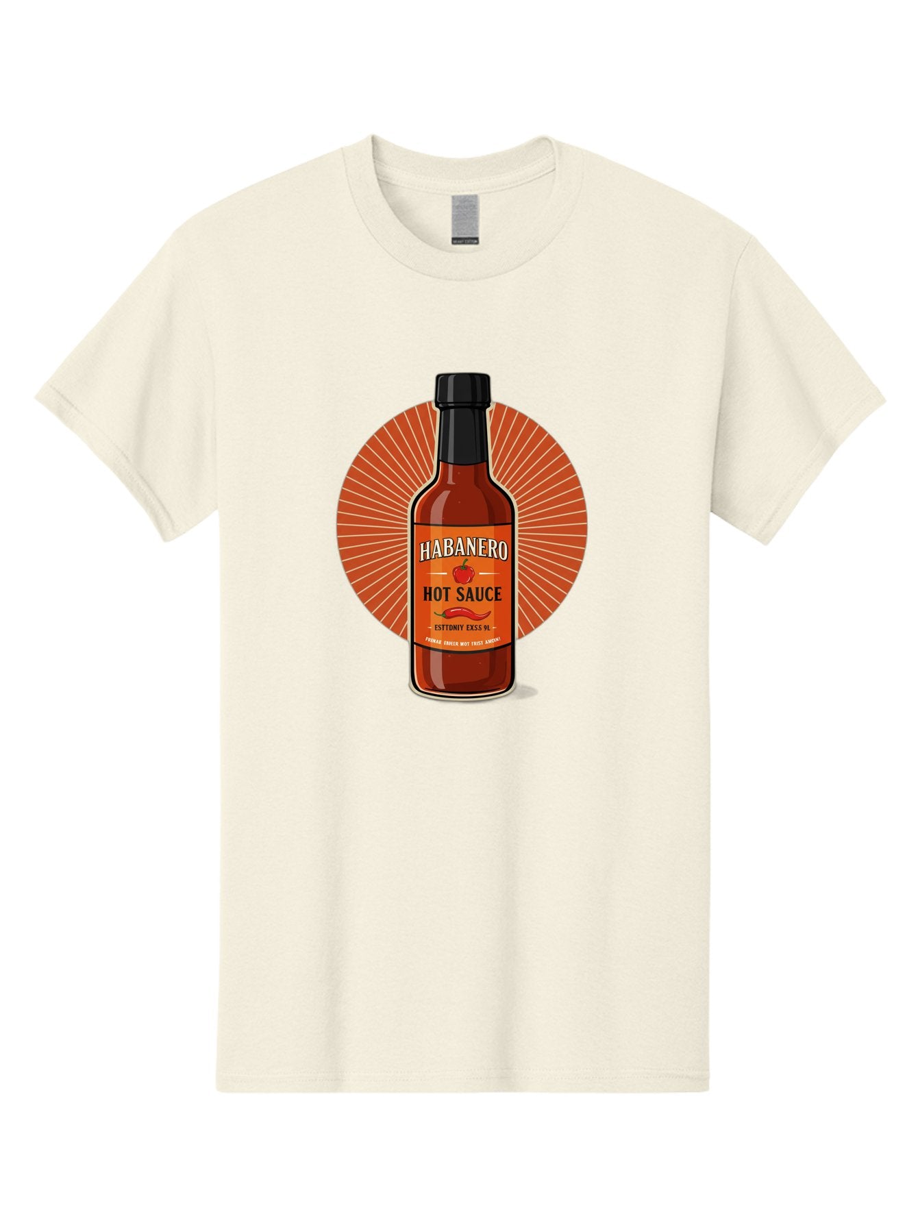 Habanero-Hot-Sauce Men'S Graphic Tee, 100% Cotton, Comfortable Casual Summer Wear, Machine Washable, Habanero Peppers, Hot Sauce Bottle, Spicy Condiment, Fiery Flavor, Condiment Packaging, Habanero Sauce, Hot Sauce Label, Chili Pepper, Baa778