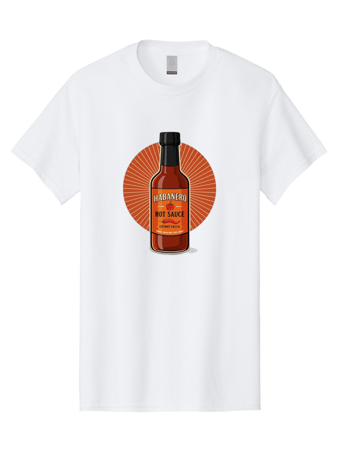 Habanero-Hot-Sauce Men'S Graphic Tee, 100% Cotton, Comfortable Casual Summer Wear, Machine Washable, Habanero Peppers, Hot Sauce Bottle, Spicy Condiment, Fiery Flavor, Condiment Packaging, Habanero Sauce, Hot Sauce Label, Chili Pepper, Baa778 5