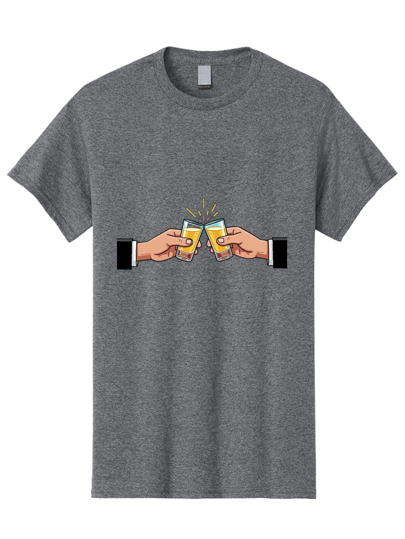 Hands-Toasting Men'S Graphic Tee, 100% Cotton, Comfortable Casual Summer Wear, Machine Washable, Clinking Glasses, Beer Toast, Celebratory Drinks, Social Gathering, Friendship Bonding, Festive Atmosphere Baa780