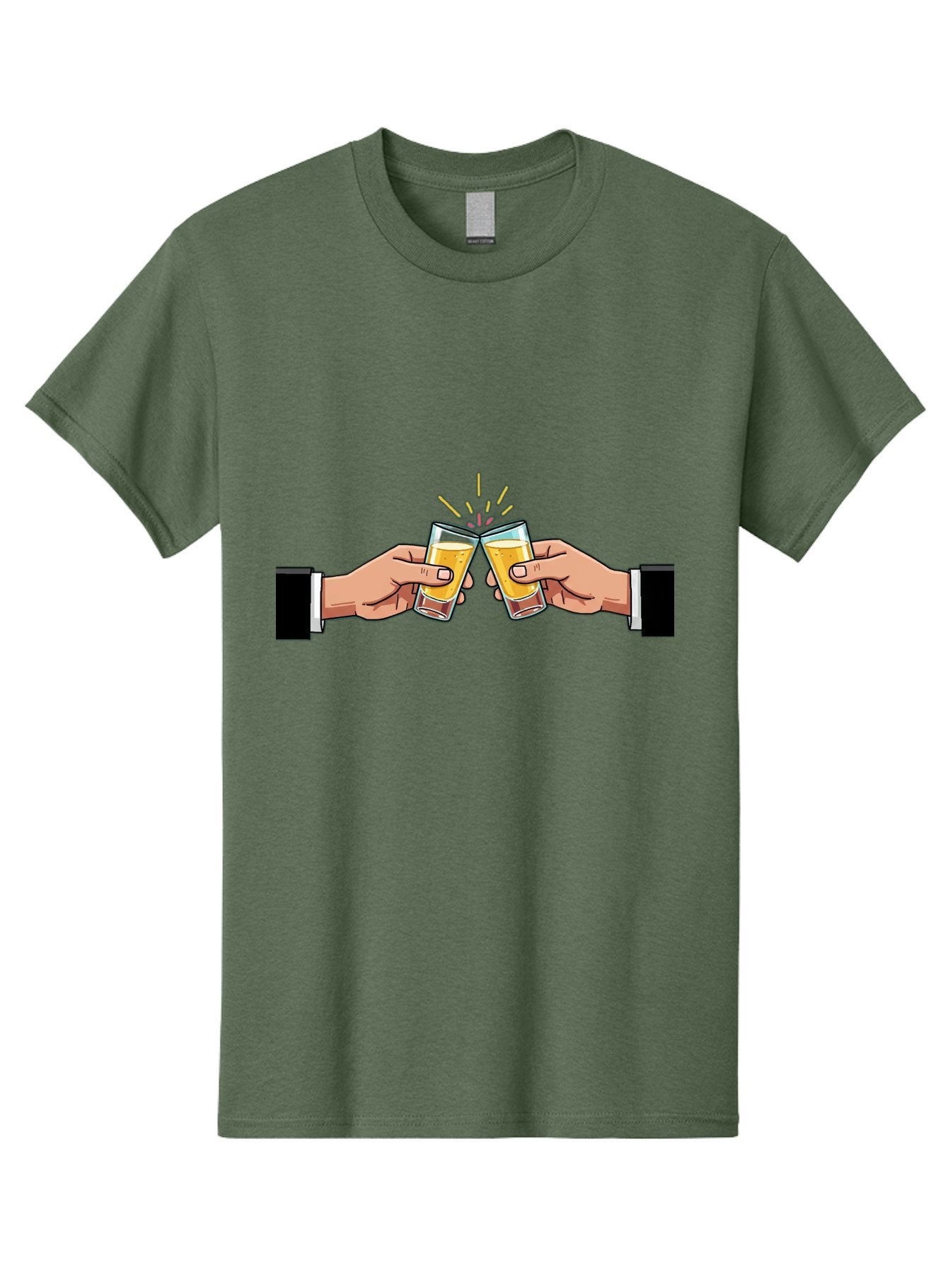 Hands-Toasting Men'S Graphic Tee, 100% Cotton, Comfortable Casual Summer Wear, Machine Washable, Clinking Glasses, Beer Toast, Celebratory Drinks, Social Gathering, Friendship Bonding, Festive Atmosphere Baa780 7