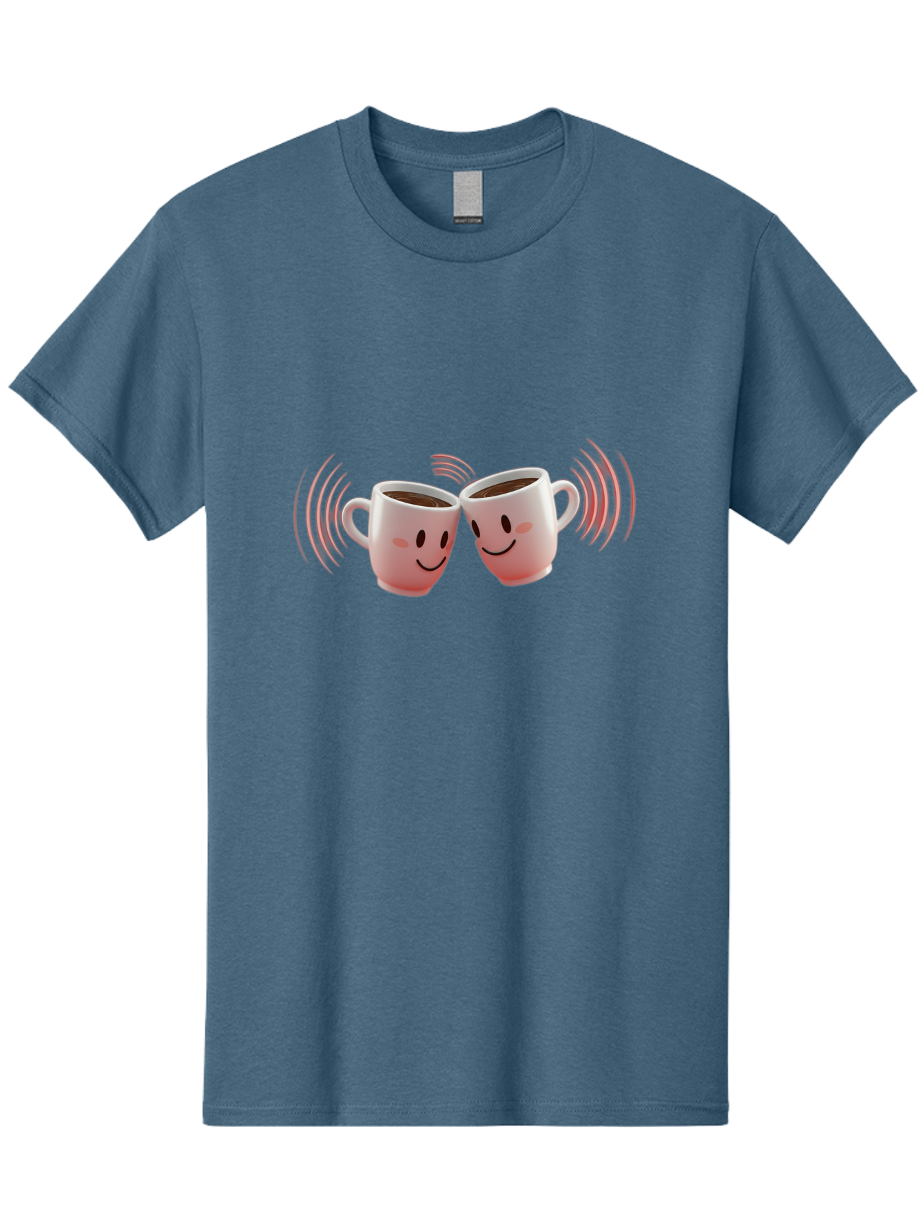 Happy-Coffee-Cups Men'S Graphic Tee, 100% Cotton, Comfortable Casual Summer Wear, Machine Washable, Clinking Coffee Cups, Smiley Faces, Coffee Break, Happy Vibes, Social Bonding, Friendship, Joyful Moment, Cute Cartoon, Coffee Lovers Baa781 11