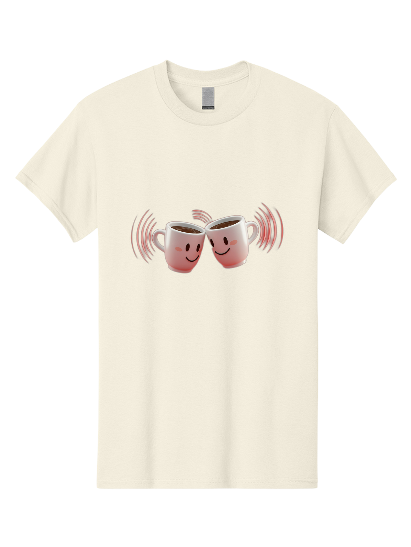 Happy-Coffee-Cups Men'S Graphic Tee, 100% Cotton, Comfortable Casual Summer Wear, Machine Washable, Clinking Coffee Cups, Smiley Faces, Coffee Break, Happy Vibes, Social Bonding, Friendship, Joyful Moment, Cute Cartoon, Coffee Lovers Baa781