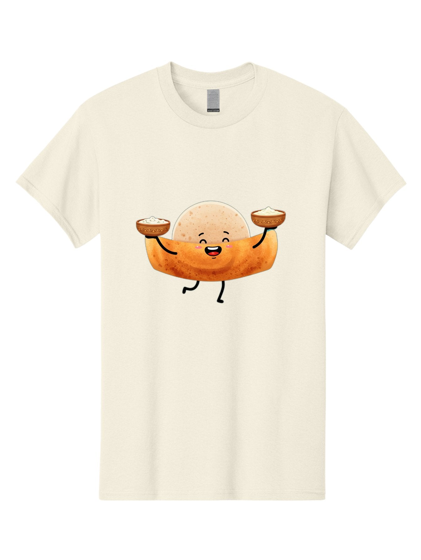 Happy-Dosa-Character Men'S Graphic Tee, 100% Cotton, Comfortable Casual Summer Wear, Machine Washable, Cartoon Taco Character, Mexican Food, Traditional Dishes, Salsa And Dips, Happy Face, Playful, Fiesta, Festive, Vibrant, Delicious Baa782 4