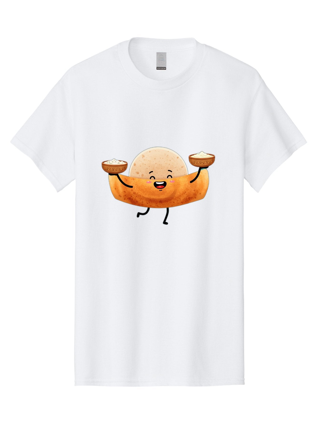Happy-Dosa-Character Men'S Graphic Tee, 100% Cotton, Comfortable Casual Summer Wear, Machine Washable, Cartoon Taco Character, Mexican Food, Traditional Dishes, Salsa And Dips, Happy Face, Playful, Fiesta, Festive, Vibrant, Delicious Baa782 9