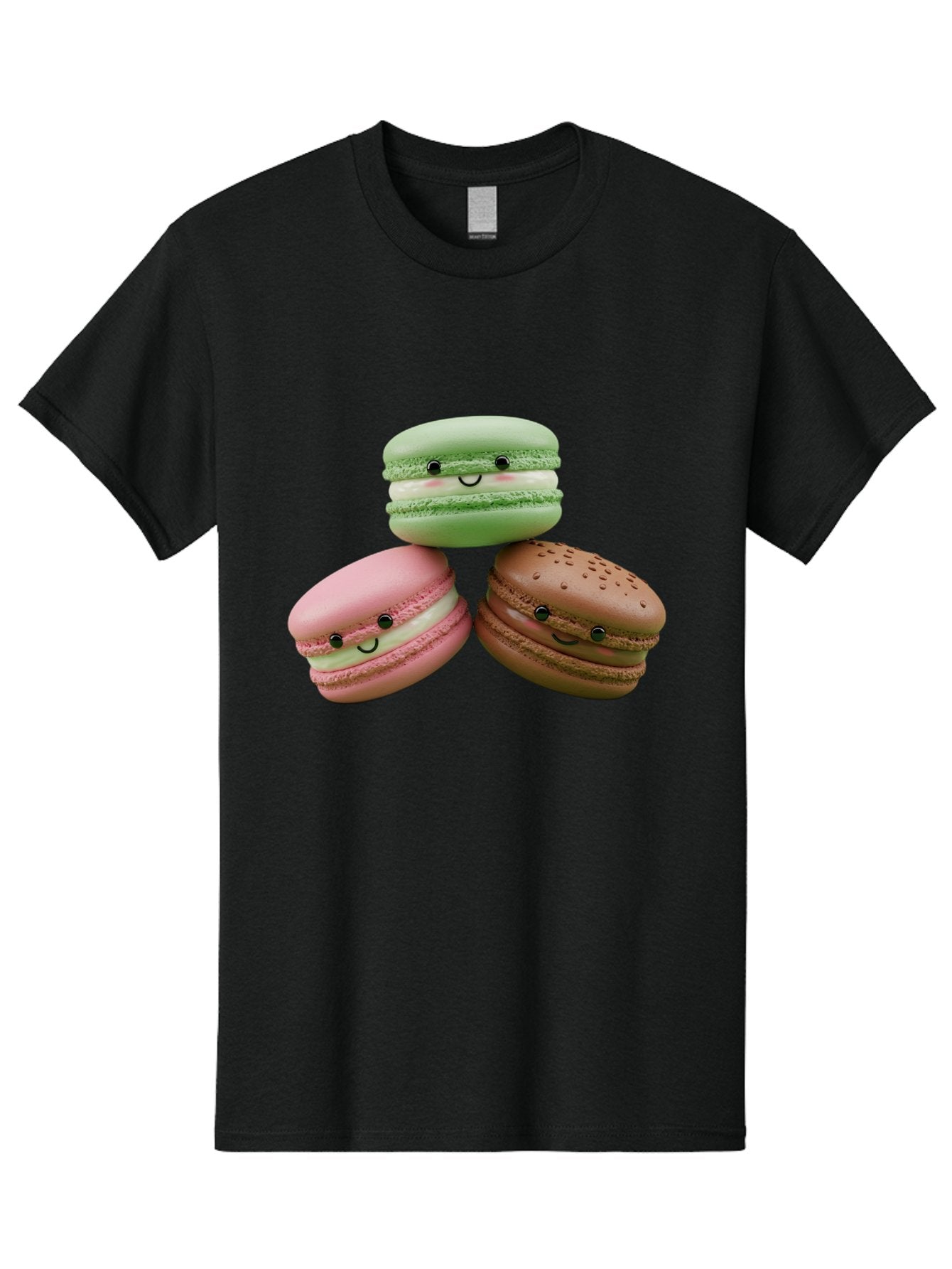 Happy-Macarons Men'S Graphic Tee, 100% Cotton, Comfortable Casual Summer Wear, Machine Washable, Cartoon Macarons, Smiling Faces, Pastel Colors, Cute Desserts, Sweet Treats, Dessert Art, French Macarons, Chocolate Macaron, Pink Macaron, Baa784 12