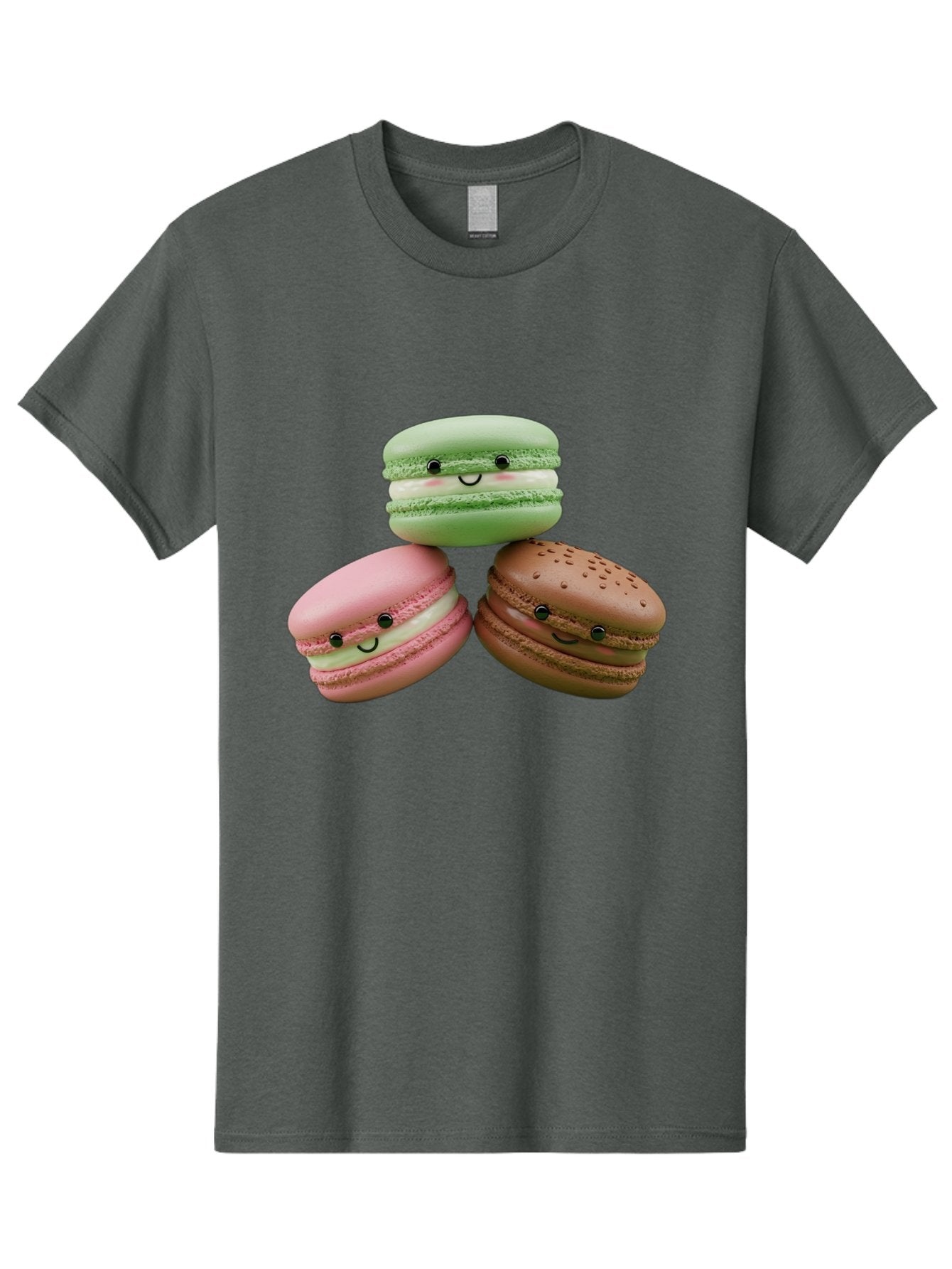 Happy-Macarons Men'S Graphic Tee, 100% Cotton, Comfortable Casual Summer Wear, Machine Washable, Cartoon Macarons, Smiling Faces, Pastel Colors, Cute Desserts, Sweet Treats, Dessert Art, French Macarons, Chocolate Macaron, Pink Macaron, Baa784 15