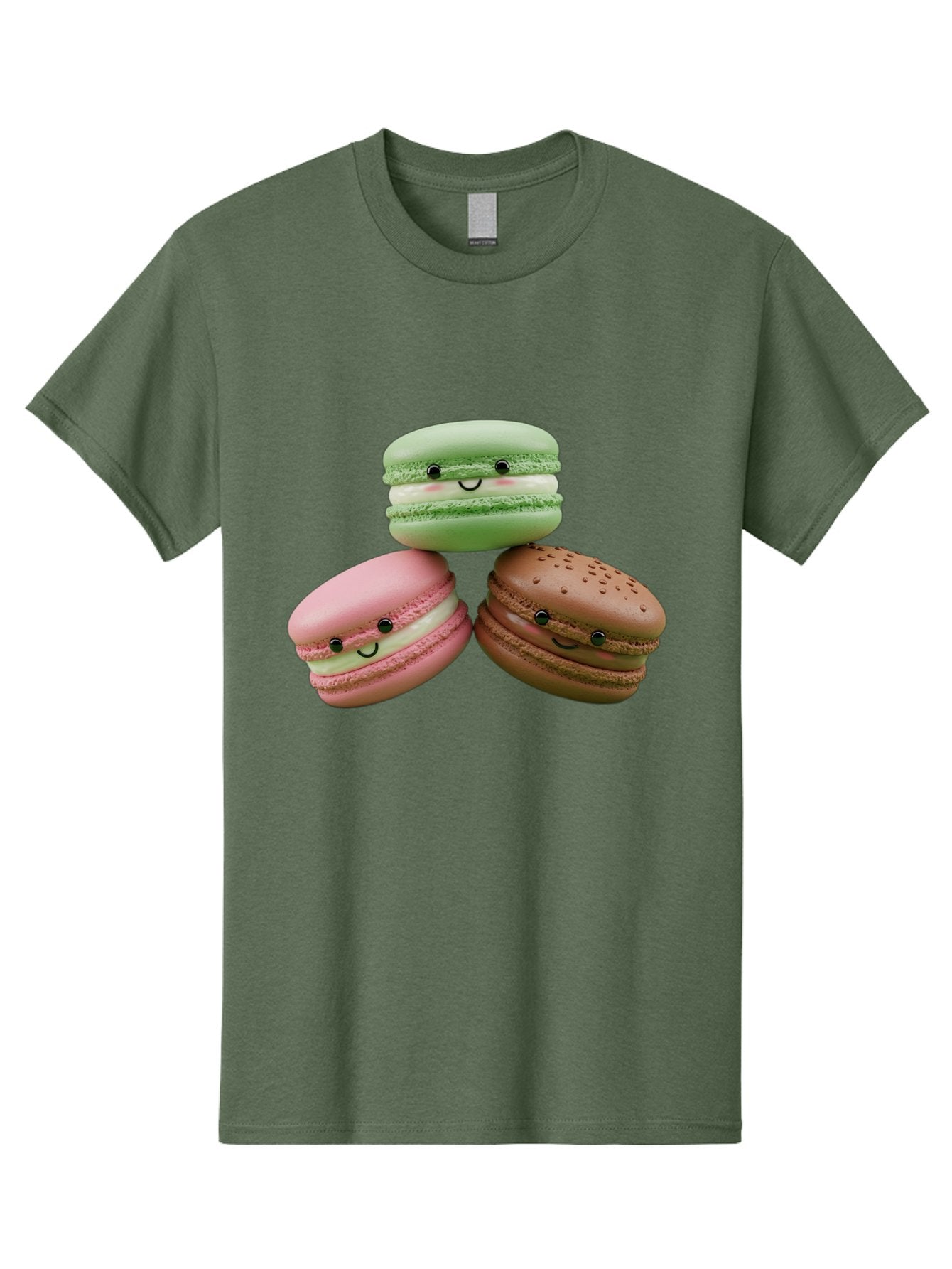 Happy-Macarons Men'S Graphic Tee, 100% Cotton, Comfortable Casual Summer Wear, Machine Washable, Cartoon Macarons, Smiling Faces, Pastel Colors, Cute Desserts, Sweet Treats, Dessert Art, French Macarons, Chocolate Macaron, Pink Macaron, Baa784 14