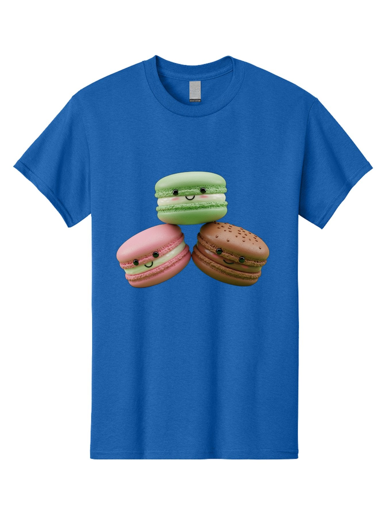 Happy-Macarons Men'S Graphic Tee, 100% Cotton, Comfortable Casual Summer Wear, Machine Washable, Cartoon Macarons, Smiling Faces, Pastel Colors, Cute Desserts, Sweet Treats, Dessert Art, French Macarons, Chocolate Macaron, Pink Macaron, Baa784 10