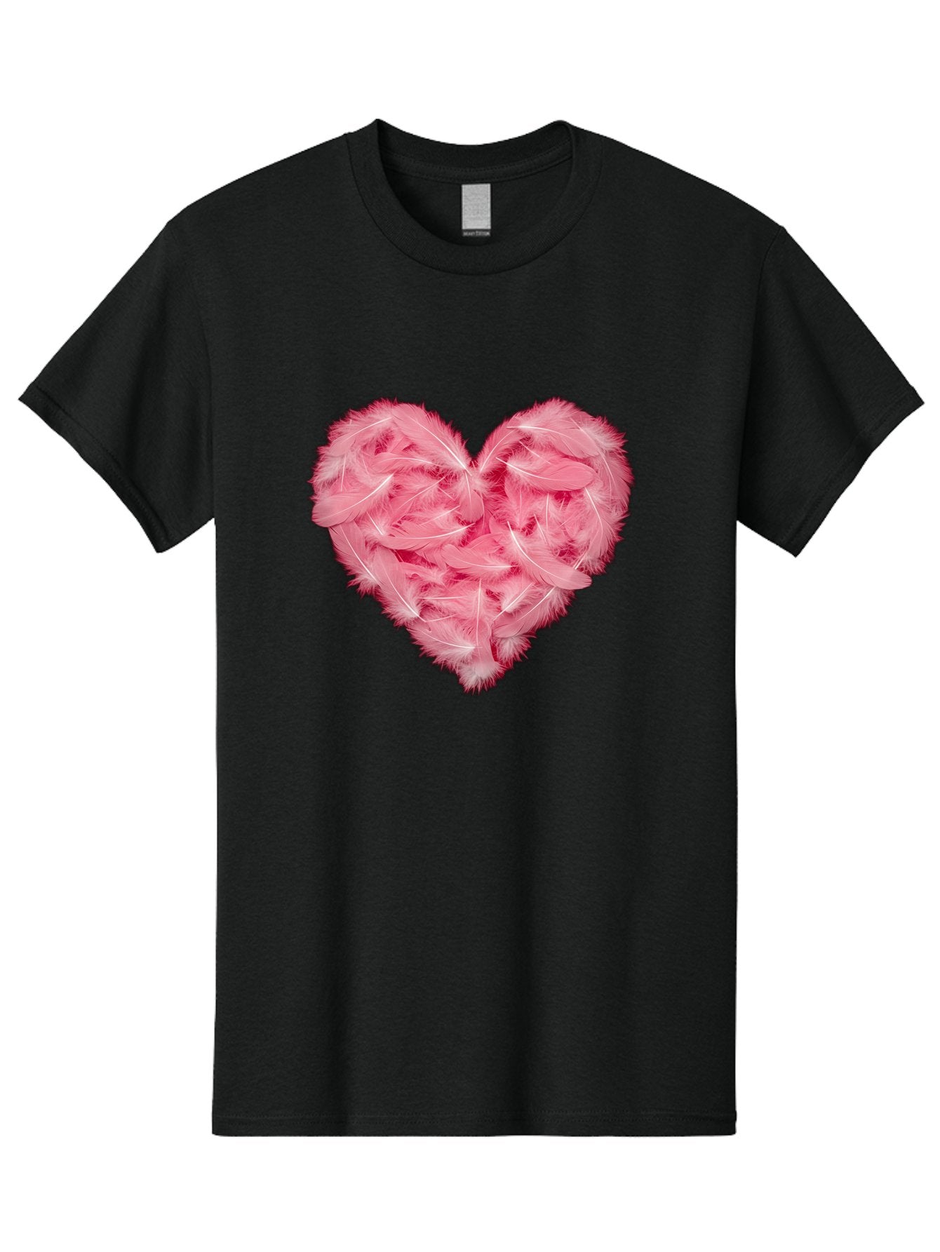 Heart-Of-Feathers Men'S Graphic Tee, 100% Cotton, Comfortable Casual Summer Wear, Machine Washable, Pink Feather Heart, Love Symbol, Soft Texture, Delicate Feathers, Romantic Gesture, Tender Heart, Loving Feeling Baa787 4