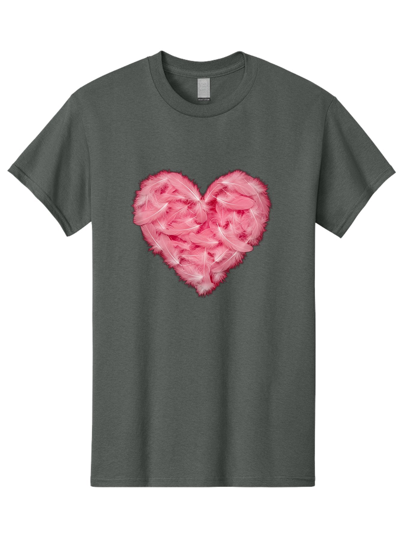 Heart-Of-Feathers Men'S Graphic Tee, 100% Cotton, Comfortable Casual Summer Wear, Machine Washable, Pink Feather Heart, Love Symbol, Soft Texture, Delicate Feathers, Romantic Gesture, Tender Heart, Loving Feeling Baa787 13