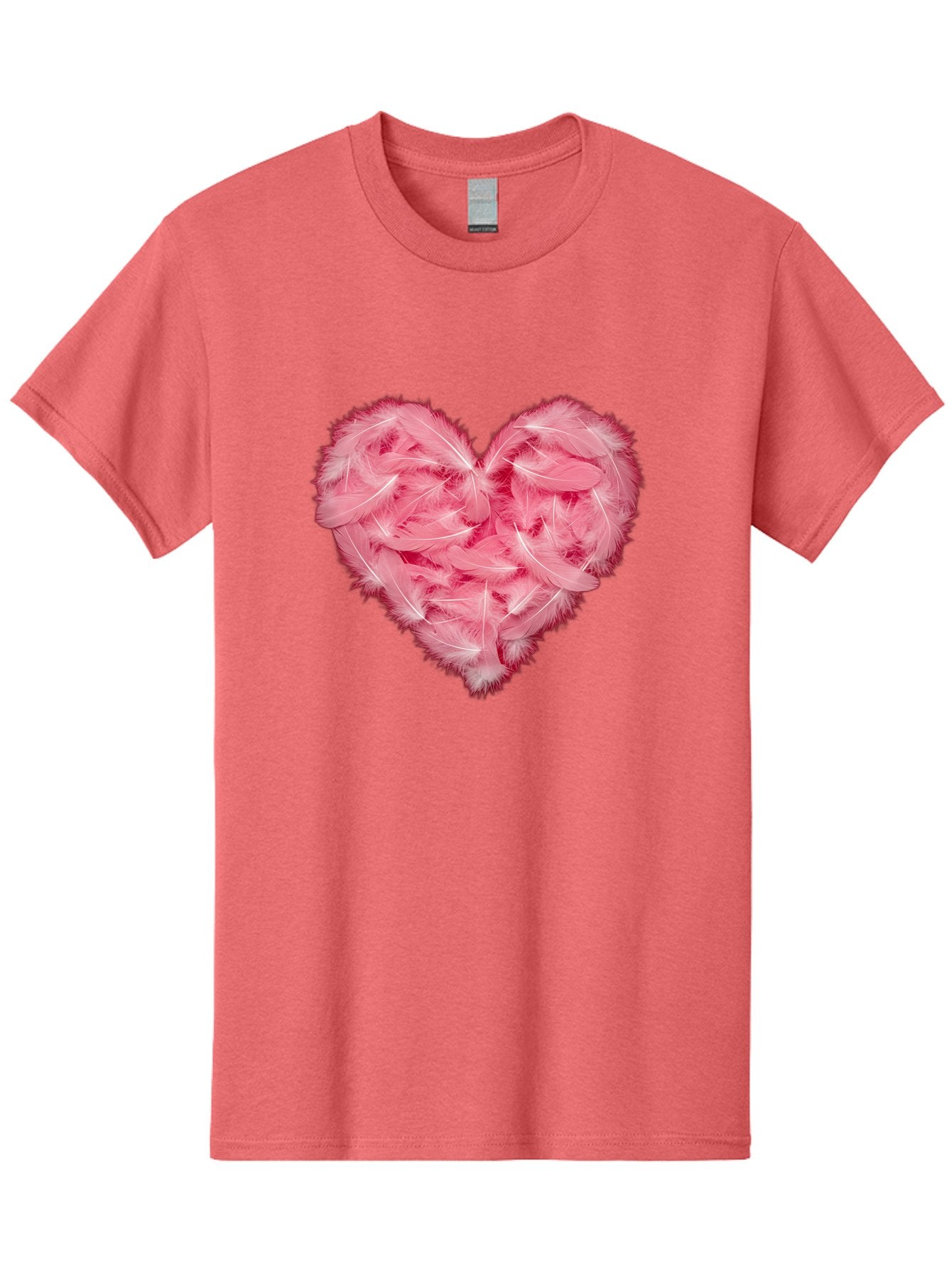 Heart-Of-Feathers Men'S Graphic Tee, 100% Cotton, Comfortable Casual Summer Wear, Machine Washable, Pink Feather Heart, Love Symbol, Soft Texture, Delicate Feathers, Romantic Gesture, Tender Heart, Loving Feeling Baa787 10