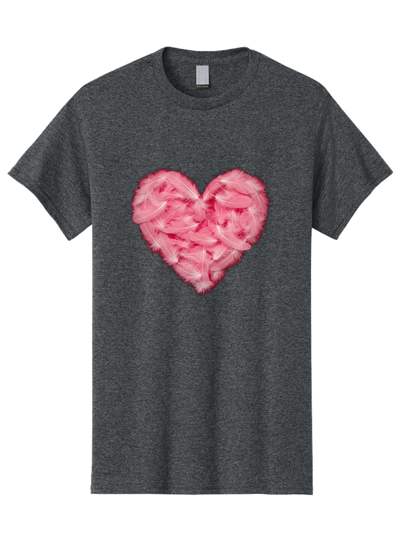 Heart-Of-Feathers Men'S Graphic Tee, 100% Cotton, Comfortable Casual Summer Wear, Machine Washable, Pink Feather Heart, Love Symbol, Soft Texture, Delicate Feathers, Romantic Gesture, Tender Heart, Loving Feeling Baa787 8