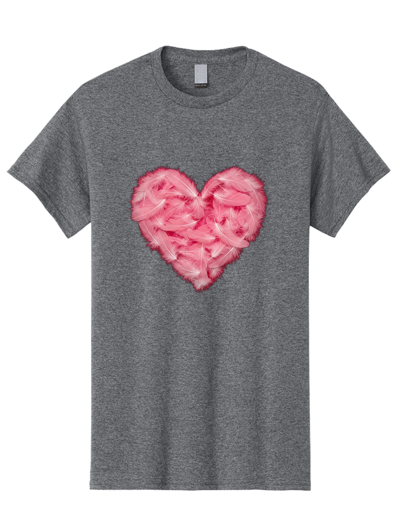 Heart-Of-Feathers Men'S Graphic Tee, 100% Cotton, Comfortable Casual Summer Wear, Machine Washable, Pink Feather Heart, Love Symbol, Soft Texture, Delicate Feathers, Romantic Gesture, Tender Heart, Loving Feeling Baa787 15