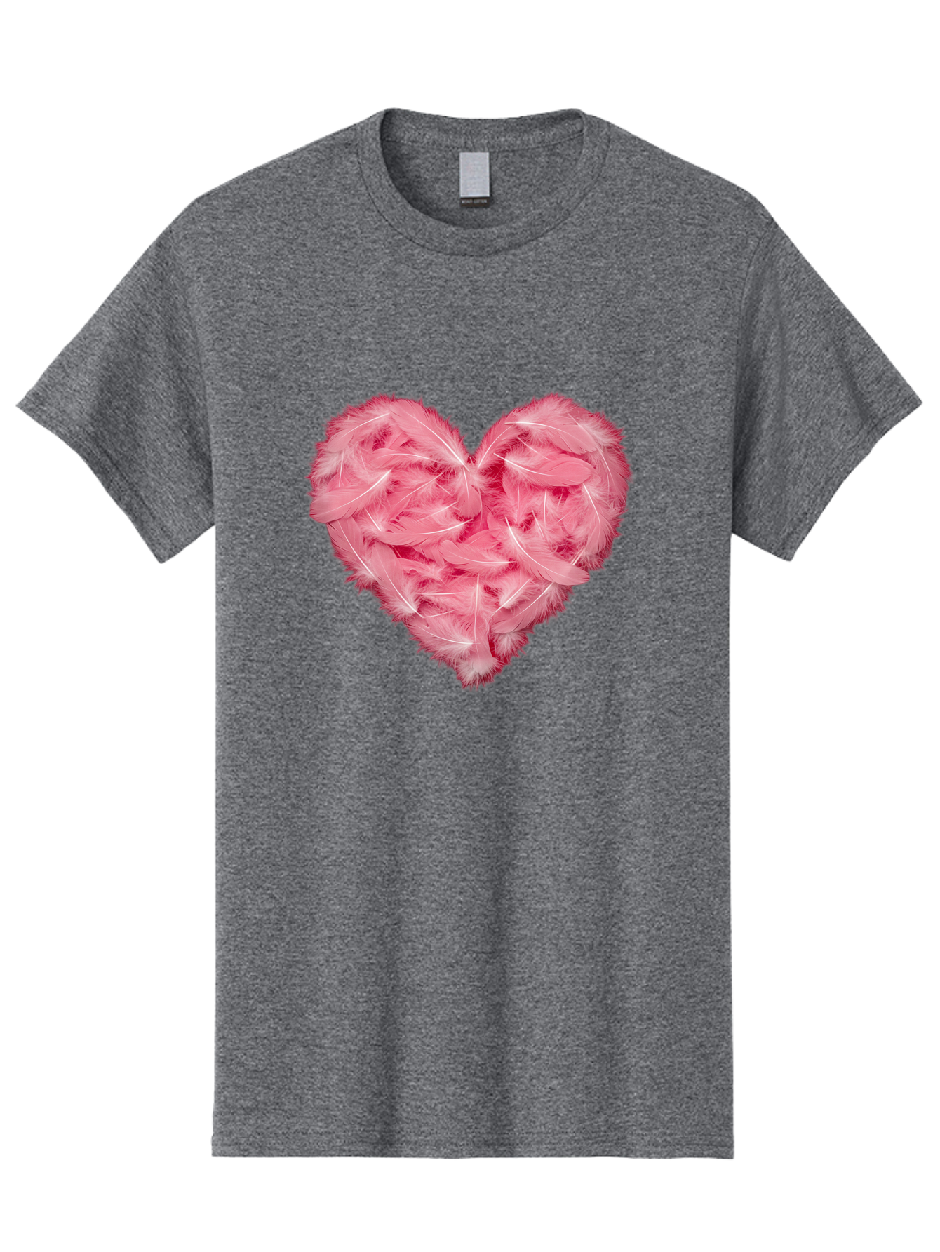 Heart-Of-Feathers Men'S Graphic Tee, 100% Cotton, Comfortable Casual Summer Wear, Machine Washable, Pink Feather Heart, Love Symbol, Soft Texture, Delicate Feathers, Romantic Gesture, Tender Heart, Loving Feeling Baa787