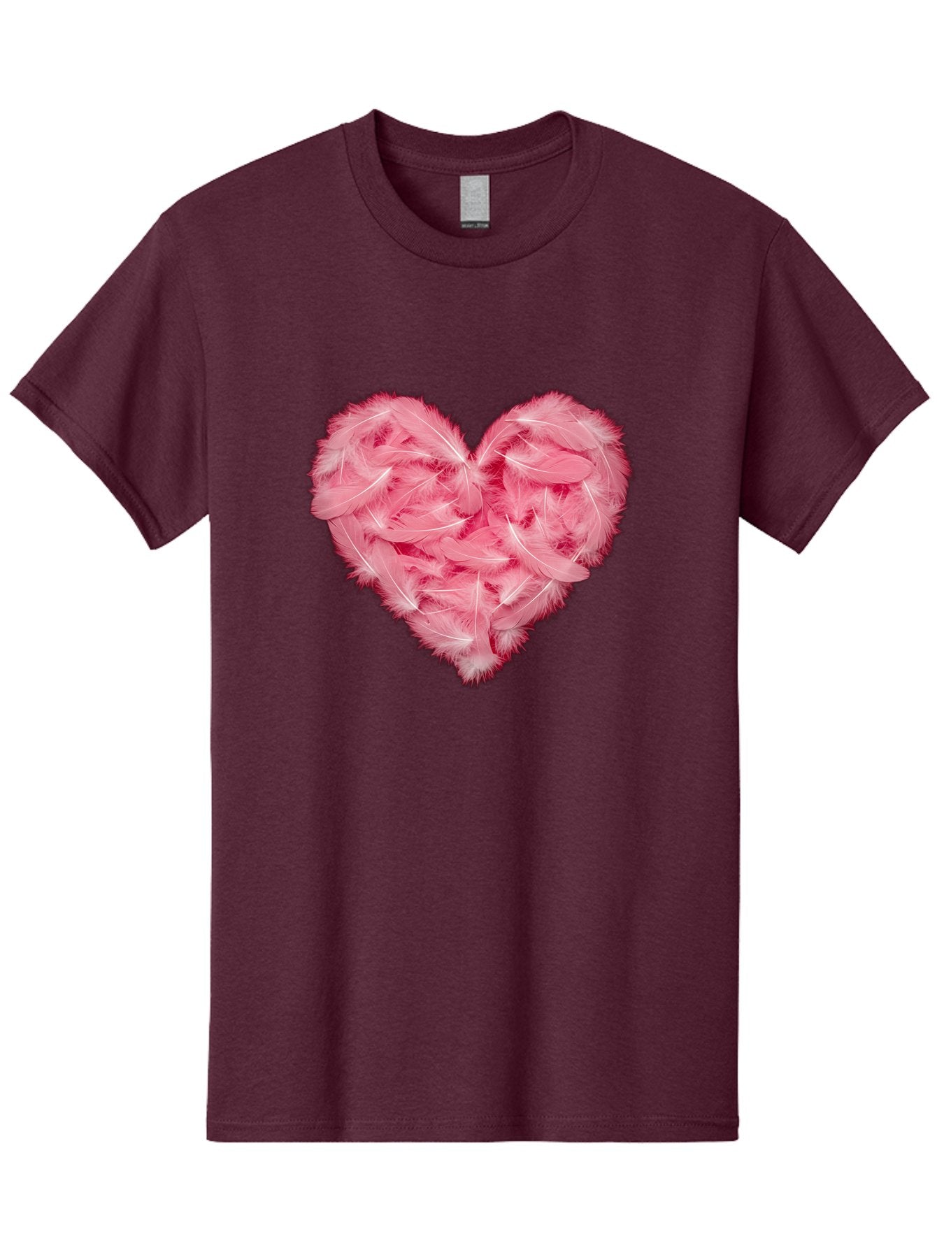 Heart-Of-Feathers Men'S Graphic Tee, 100% Cotton, Comfortable Casual Summer Wear, Machine Washable, Pink Feather Heart, Love Symbol, Soft Texture, Delicate Feathers, Romantic Gesture, Tender Heart, Loving Feeling Baa787 14