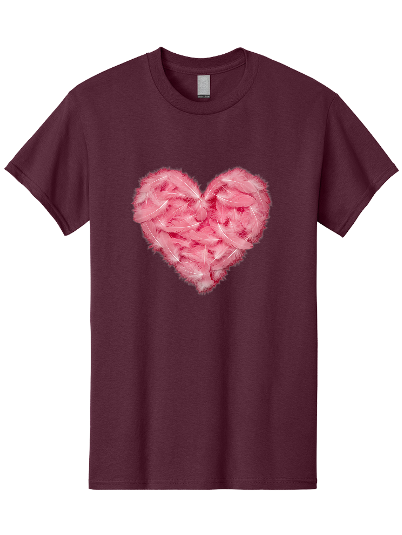Heart-Of-Feathers Men'S Graphic Tee, 100% Cotton, Comfortable Casual Summer Wear, Machine Washable, Pink Feather Heart, Love Symbol, Soft Texture, Delicate Feathers, Romantic Gesture, Tender Heart, Loving Feeling Baa787 3