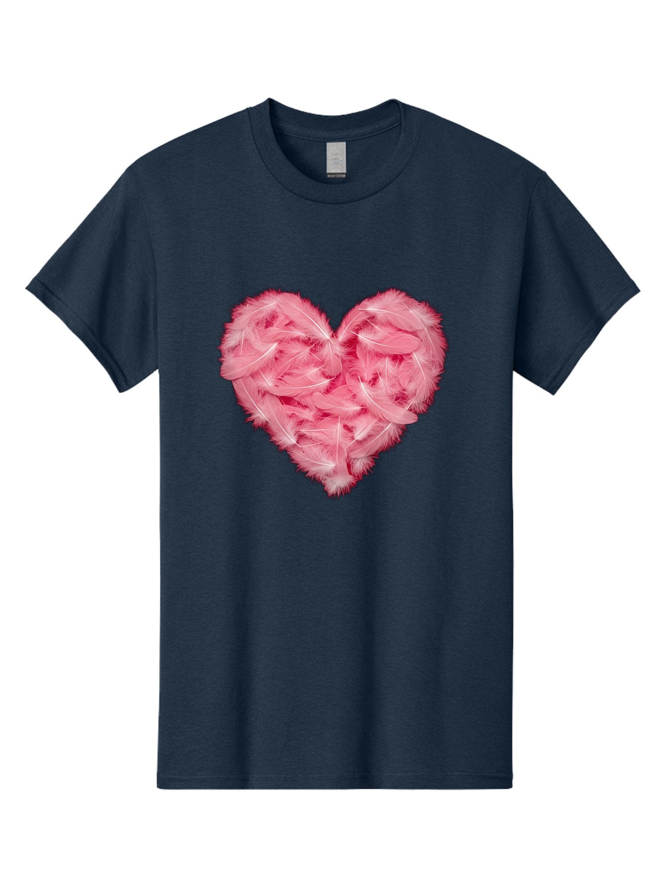 Heart-Of-Feathers Men'S Graphic Tee, 100% Cotton, Comfortable Casual Summer Wear, Machine Washable, Pink Feather Heart, Love Symbol, Soft Texture, Delicate Feathers, Romantic Gesture, Tender Heart, Loving Feeling Baa787 3