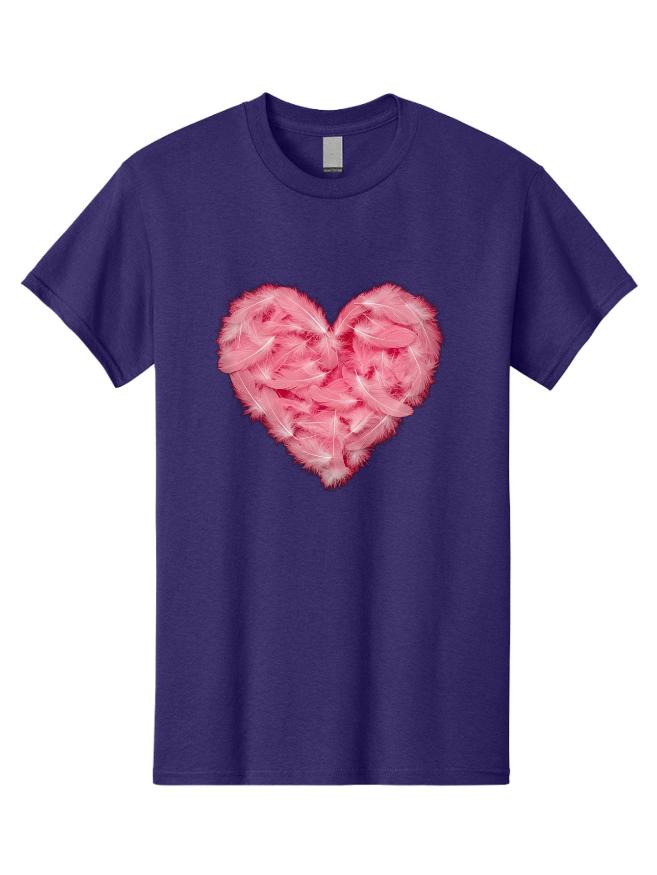 Heart-Of-Feathers Men'S Graphic Tee, 100% Cotton, Comfortable Casual Summer Wear, Machine Washable, Pink Feather Heart, Love Symbol, Soft Texture, Delicate Feathers, Romantic Gesture, Tender Heart, Loving Feeling Baa787