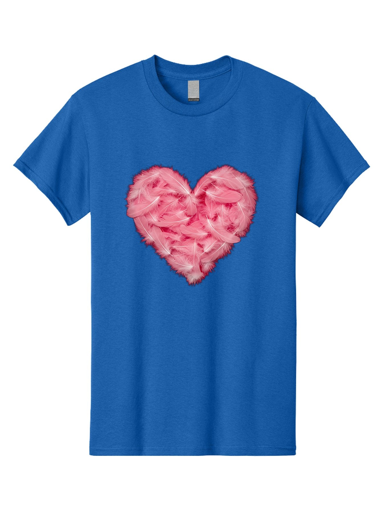 Heart-Of-Feathers Men'S Graphic Tee, 100% Cotton, Comfortable Casual Summer Wear, Machine Washable, Pink Feather Heart, Love Symbol, Soft Texture, Delicate Feathers, Romantic Gesture, Tender Heart, Loving Feeling Baa787 5