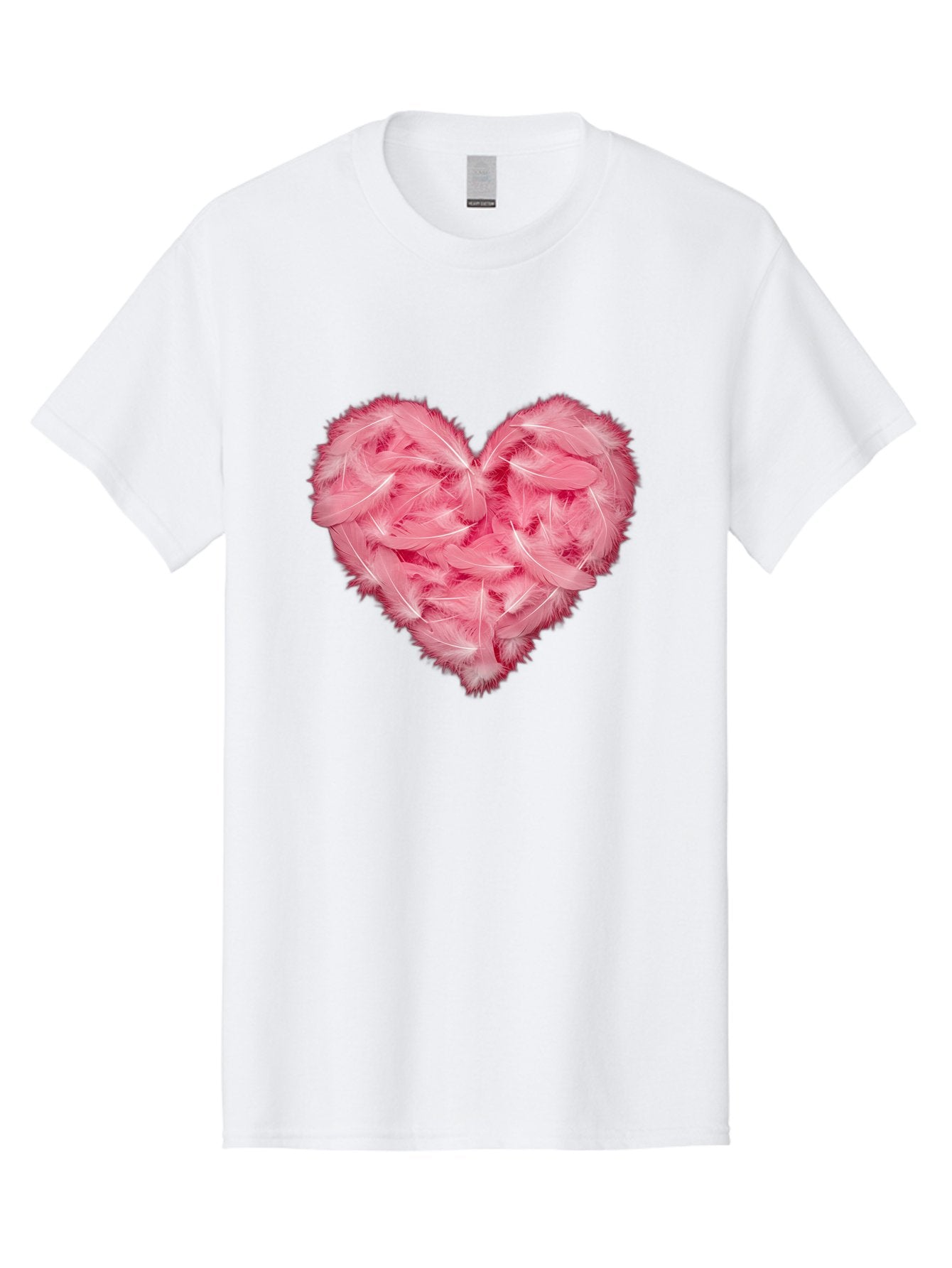Heart-Of-Feathers Men'S Graphic Tee, 100% Cotton, Comfortable Casual Summer Wear, Machine Washable, Pink Feather Heart, Love Symbol, Soft Texture, Delicate Feathers, Romantic Gesture, Tender Heart, Loving Feeling Baa787 11
