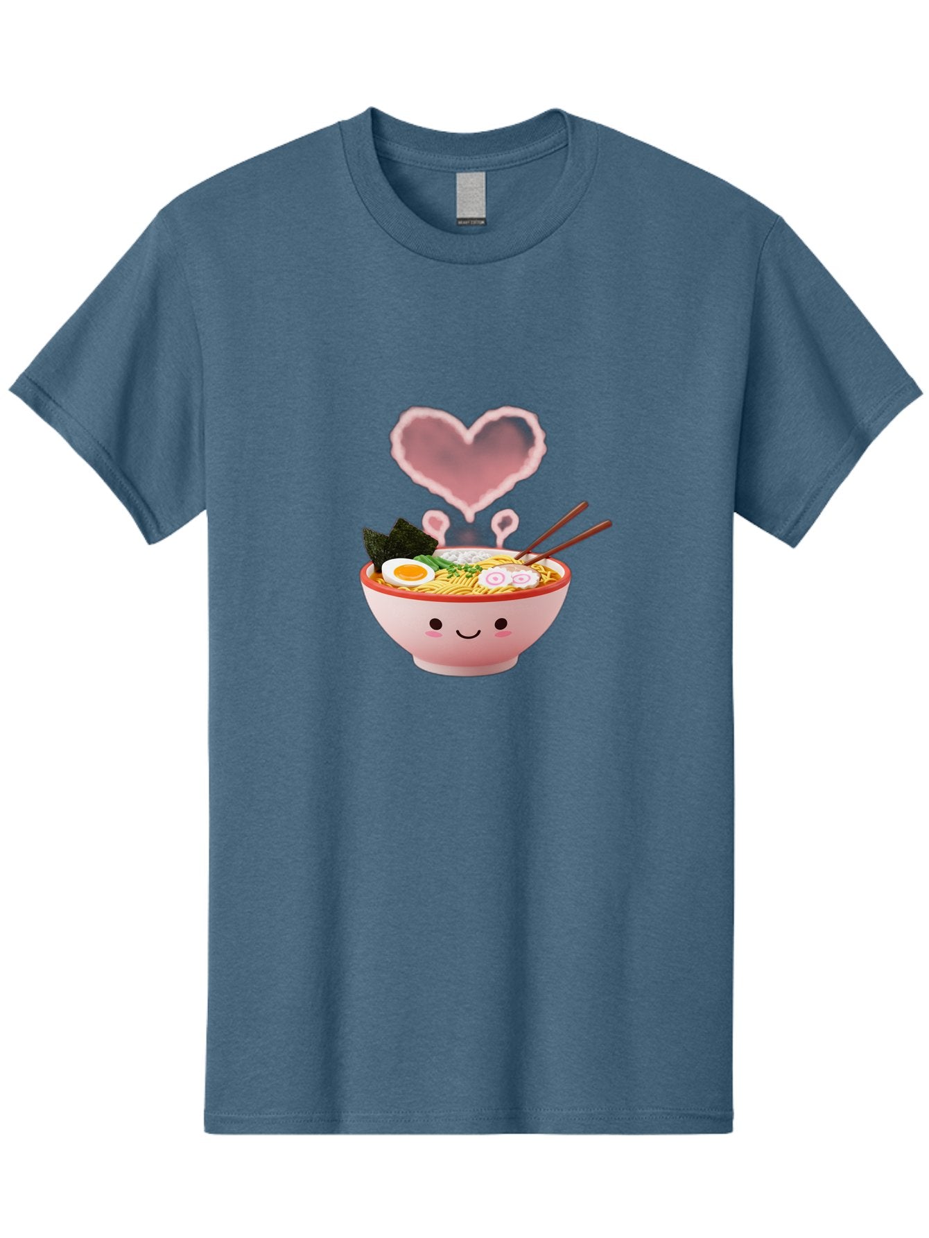 Heart-Ramen Men'S Graphic Tee, 100% Cotton, Comfortable Casual Summer Wear, Machine Washable, Cartoon Ramen Bowl, Cute Noodles, Adorable Meal, Steaming Hot, Pink Heart, Chopsticks, Egg, Seaweed, Tasty Food, Kawaii Culture, Japanese Cuisine, Baa789 12
