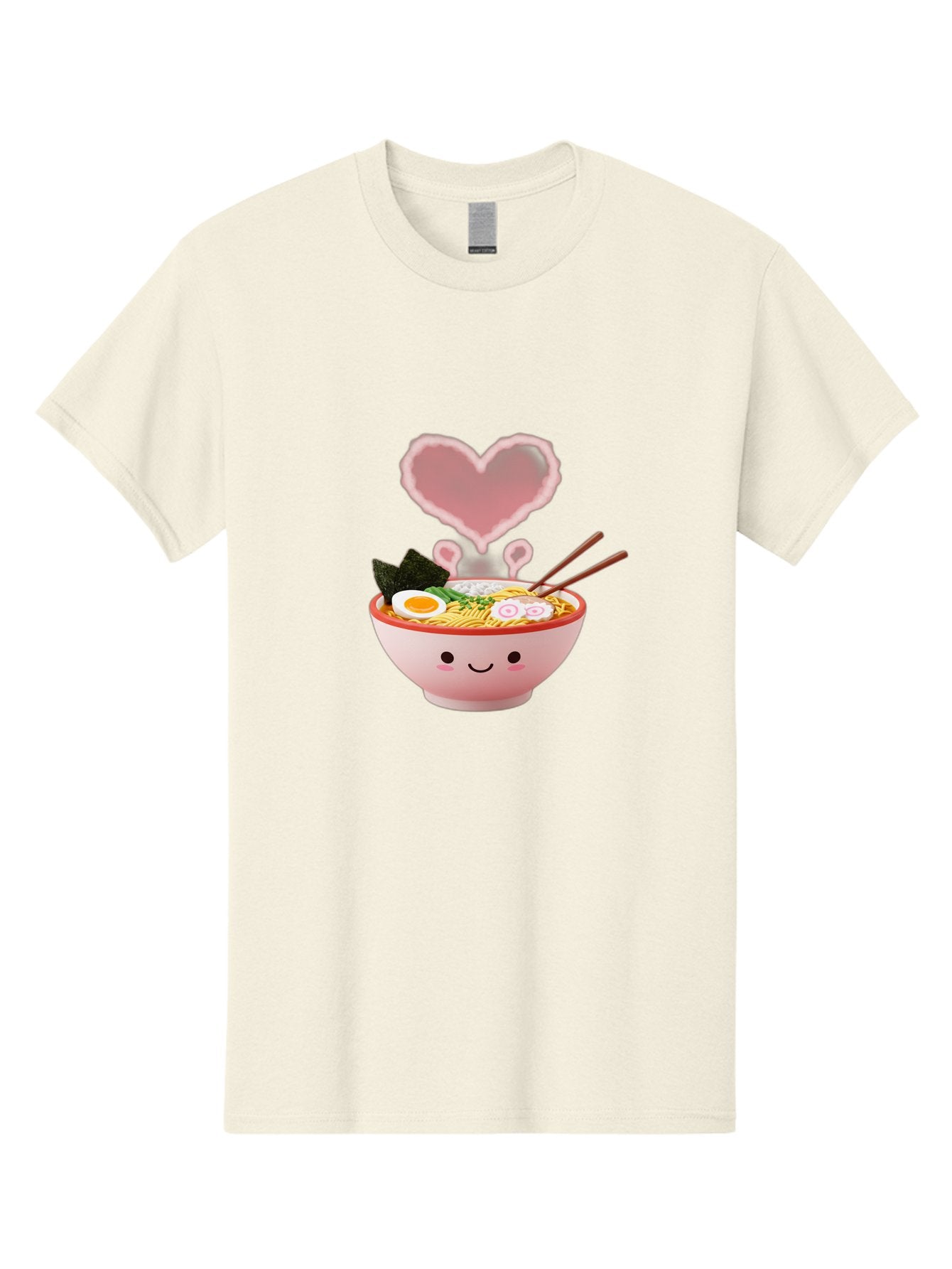 Heart-Ramen Men'S Graphic Tee, 100% Cotton, Comfortable Casual Summer Wear, Machine Washable, Cartoon Ramen Bowl, Cute Noodles, Adorable Meal, Steaming Hot, Pink Heart, Chopsticks, Egg, Seaweed, Tasty Food, Kawaii Culture, Japanese Cuisine, Baa789 11