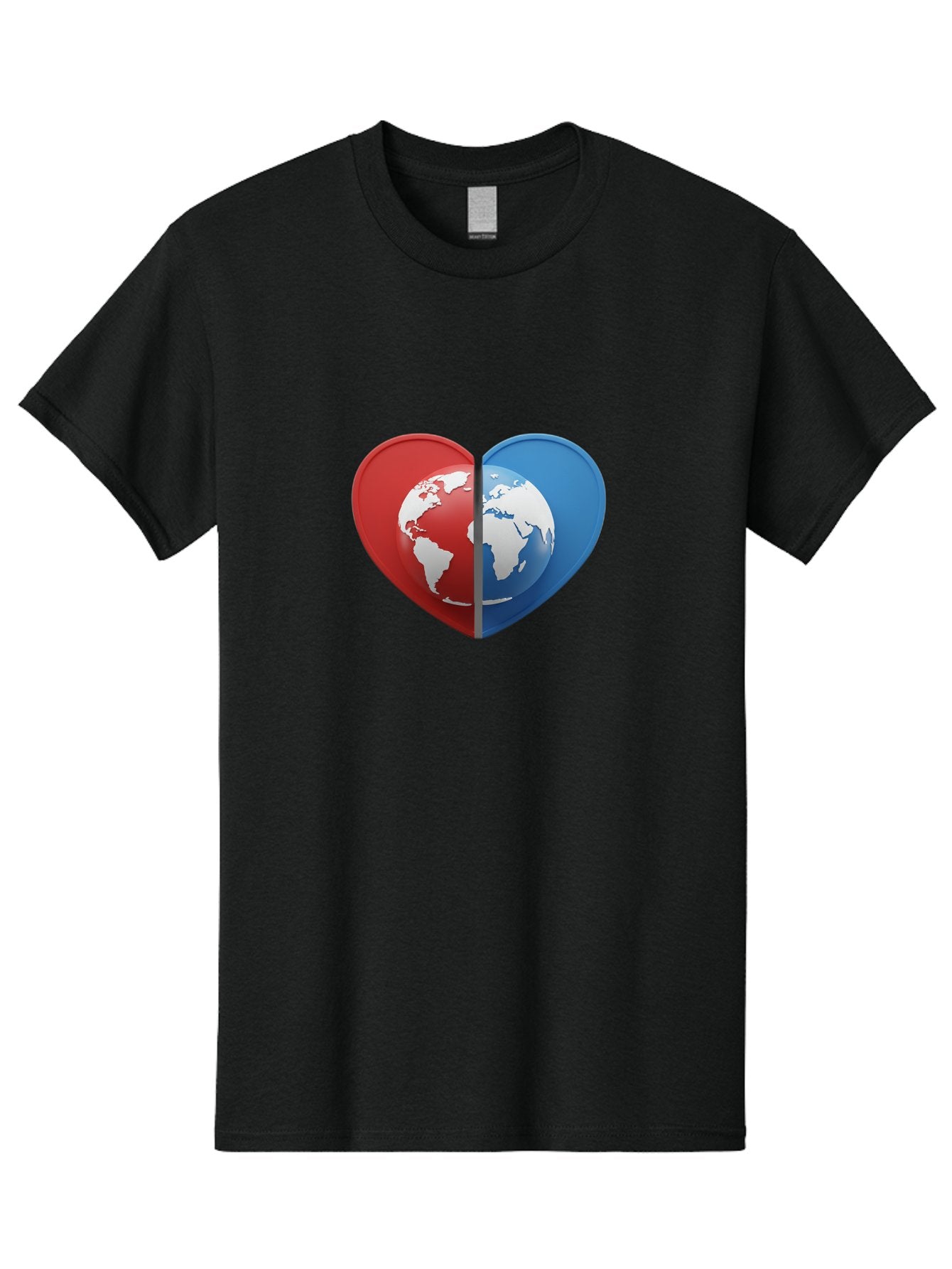 Heart-Shaped-Earth Men'S Graphic Tee, 100% Cotton, Comfortable Casual Summer Wear, Machine Washable, Heart-Shaped Earth, Global Unity, World Love, International Harmony, Earth Symbol, Global Connection, Love For Planet, World Map, Baa791 8