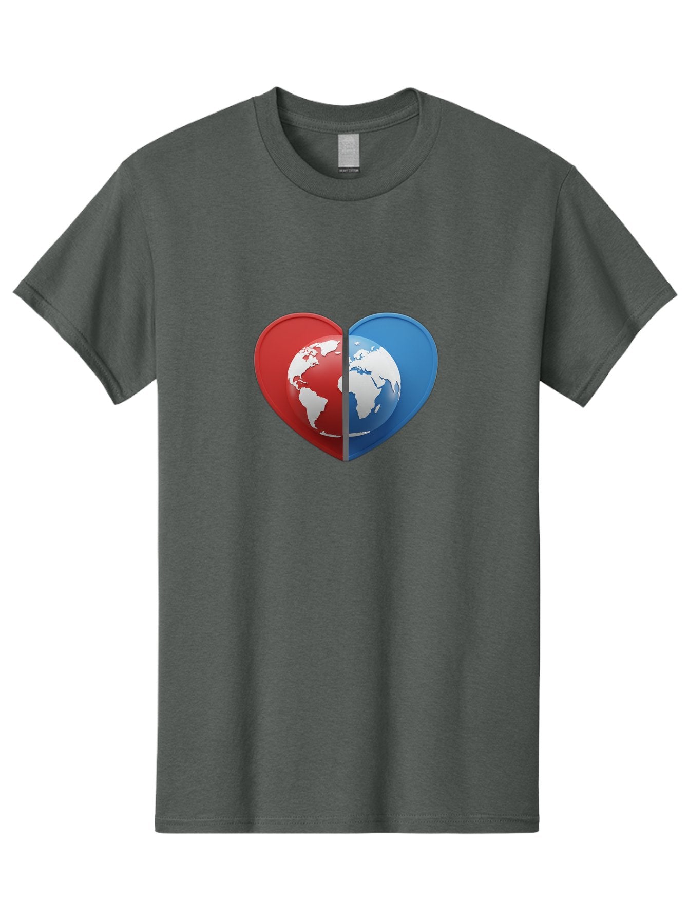 Heart-Shaped-Earth Men'S Graphic Tee, 100% Cotton, Comfortable Casual Summer Wear, Machine Washable, Heart-Shaped Earth, Global Unity, World Love, International Harmony, Earth Symbol, Global Connection, Love For Planet, World Map, Baa791 14
