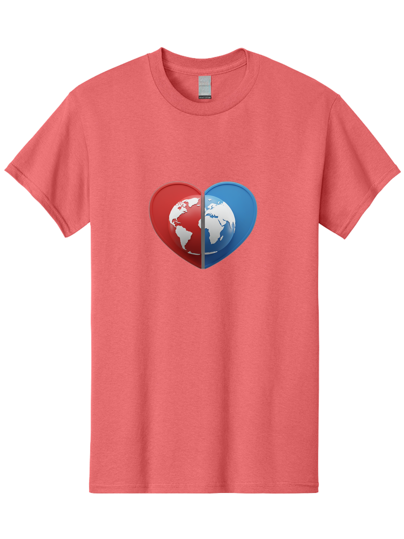Heart-Shaped-Earth Men'S Graphic Tee, 100% Cotton, Comfortable Casual Summer Wear, Machine Washable, Heart-Shaped Earth, Global Unity, World Love, International Harmony, Earth Symbol, Global Connection, Love For Planet, World Map, Baa791 9