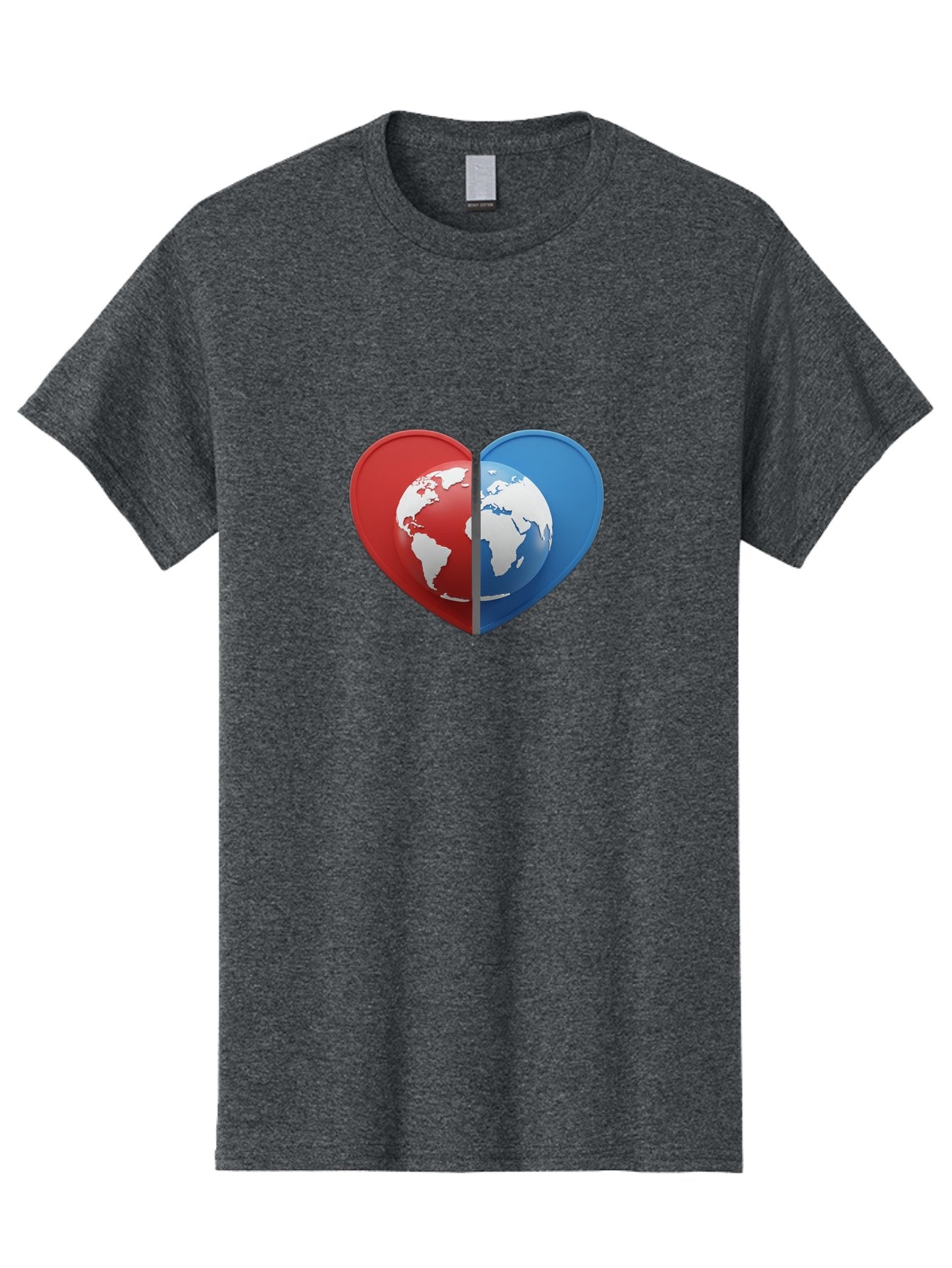 Heart-Shaped-Earth Men'S Graphic Tee, 100% Cotton, Comfortable Casual Summer Wear, Machine Washable, Heart-Shaped Earth, Global Unity, World Love, International Harmony, Earth Symbol, Global Connection, Love For Planet, World Map, Baa791 10