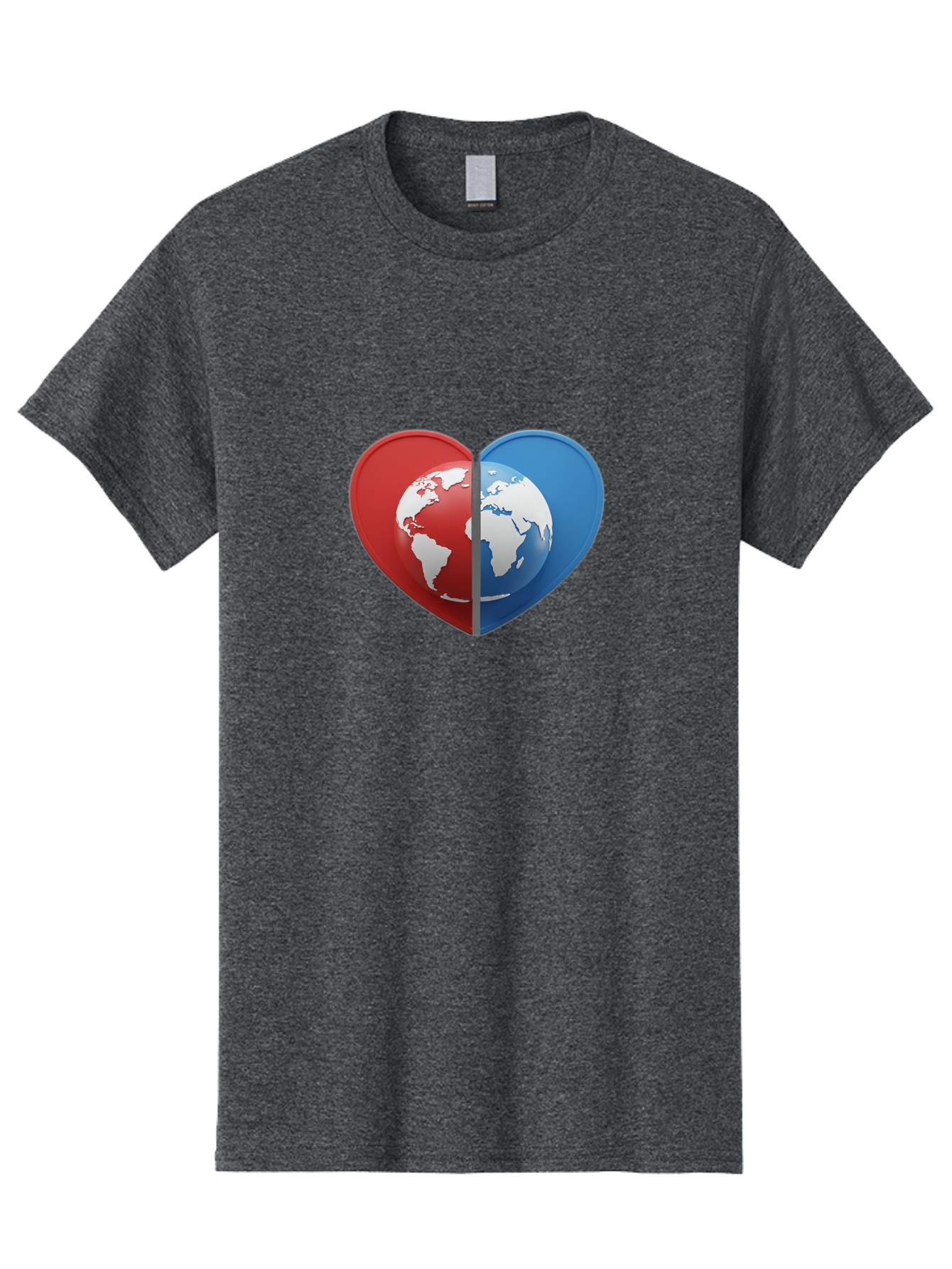 Heart-Shaped-Earth Men'S Graphic Tee, 100% Cotton, Comfortable Casual Summer Wear, Machine Washable, Heart-Shaped Earth, Global Unity, World Love, International Harmony, Earth Symbol, Global Connection, Love For Planet, World Map, Baa791 27