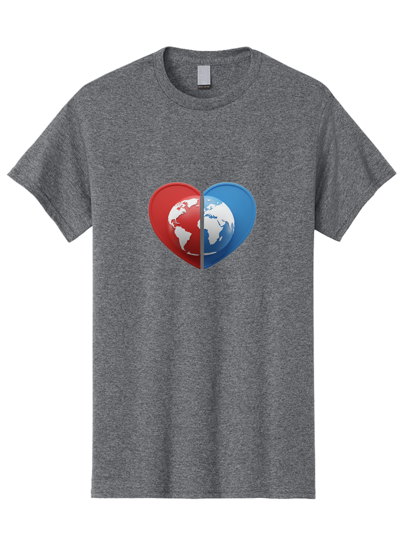 Heart-Shaped-Earth Men'S Graphic Tee, 100% Cotton, Comfortable Casual Summer Wear, Machine Washable, Heart-Shaped Earth, Global Unity, World Love, International Harmony, Earth Symbol, Global Connection, Love For Planet, World Map, Baa791 15