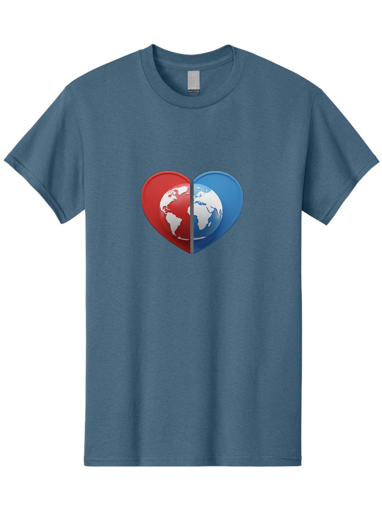 Heart-Shaped-Earth Men'S Graphic Tee, 100% Cotton, Comfortable Casual Summer Wear, Machine Washable, Heart-Shaped Earth, Global Unity, World Love, International Harmony, Earth Symbol, Global Connection, Love For Planet, World Map, Baa791 4