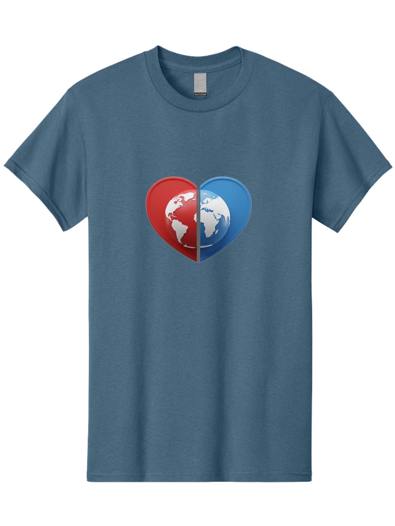 Heart-Shaped-Earth Men'S Graphic Tee, 100% Cotton, Comfortable Casual Summer Wear, Machine Washable, Heart-Shaped Earth, Global Unity, World Love, International Harmony, Earth Symbol, Global Connection, Love For Planet, World Map, Baa791 23
